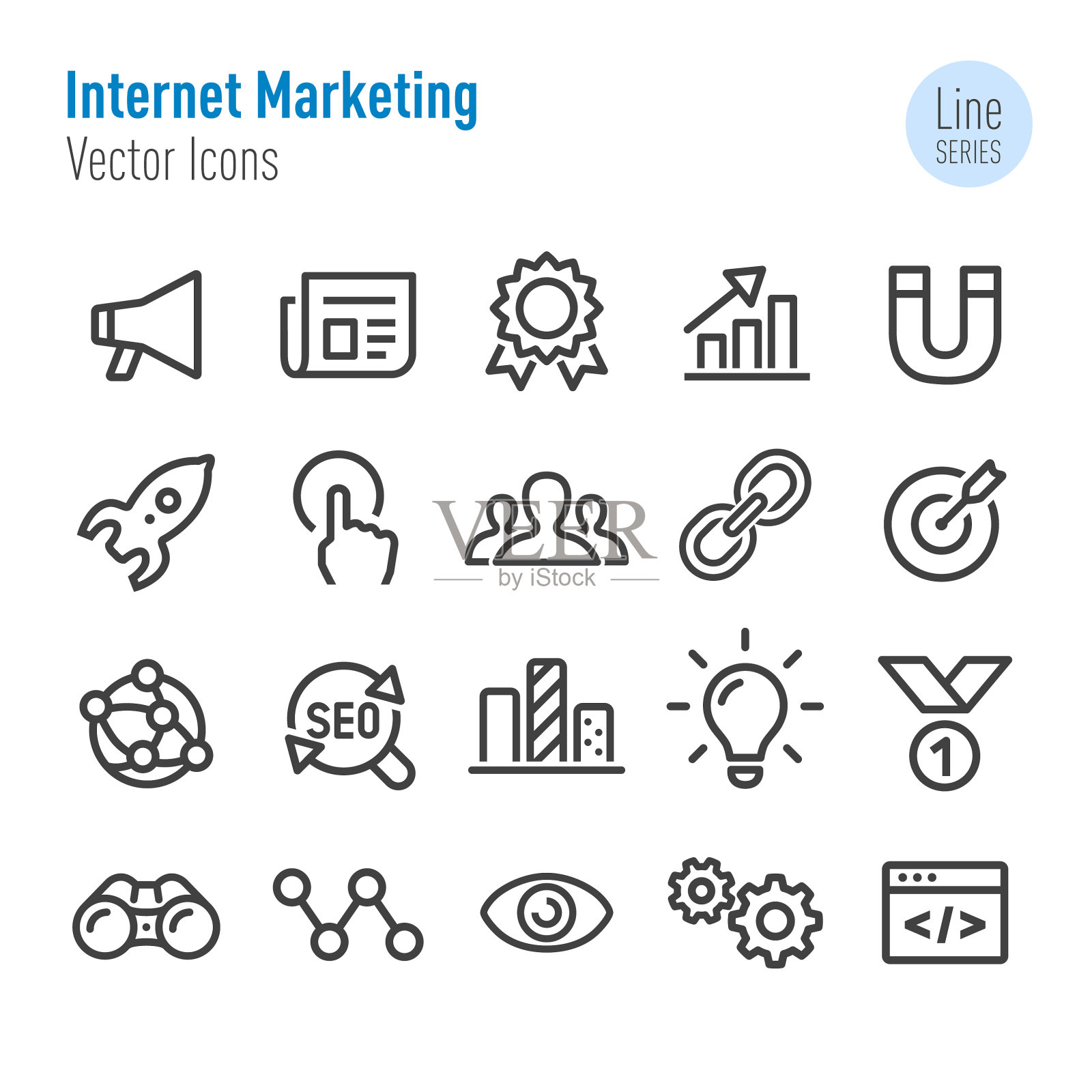 互联网营销图标-向量线系列插画图片素材
