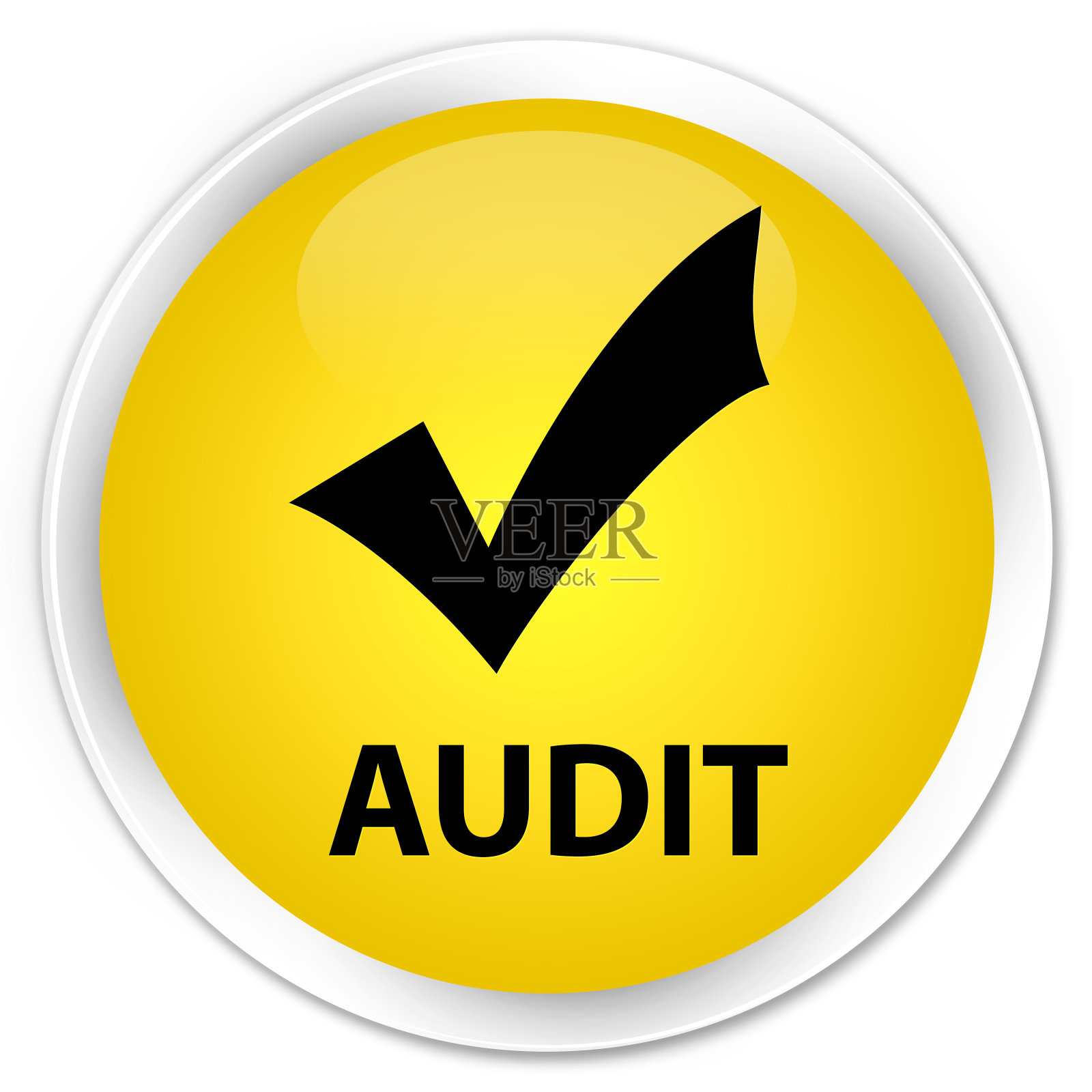 审核(验证图标)premium黄色圆形按钮设计元素图片