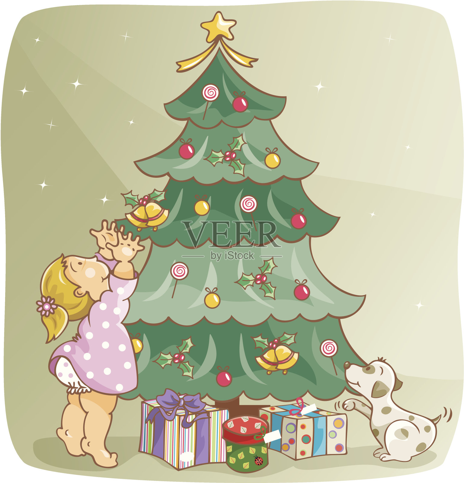 小女孩喜欢圣诞节!!设计元素图片