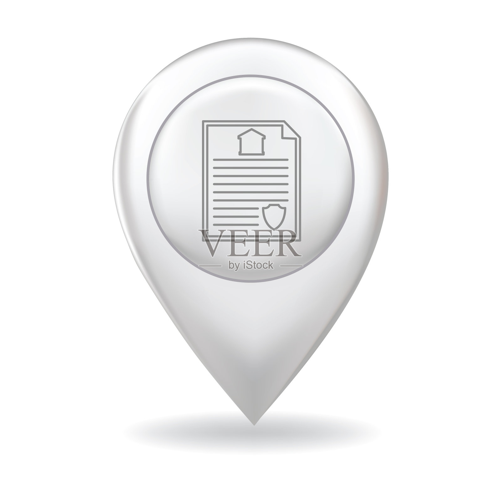 在地图指针针上的细线图标-家庭保险插画图片素材