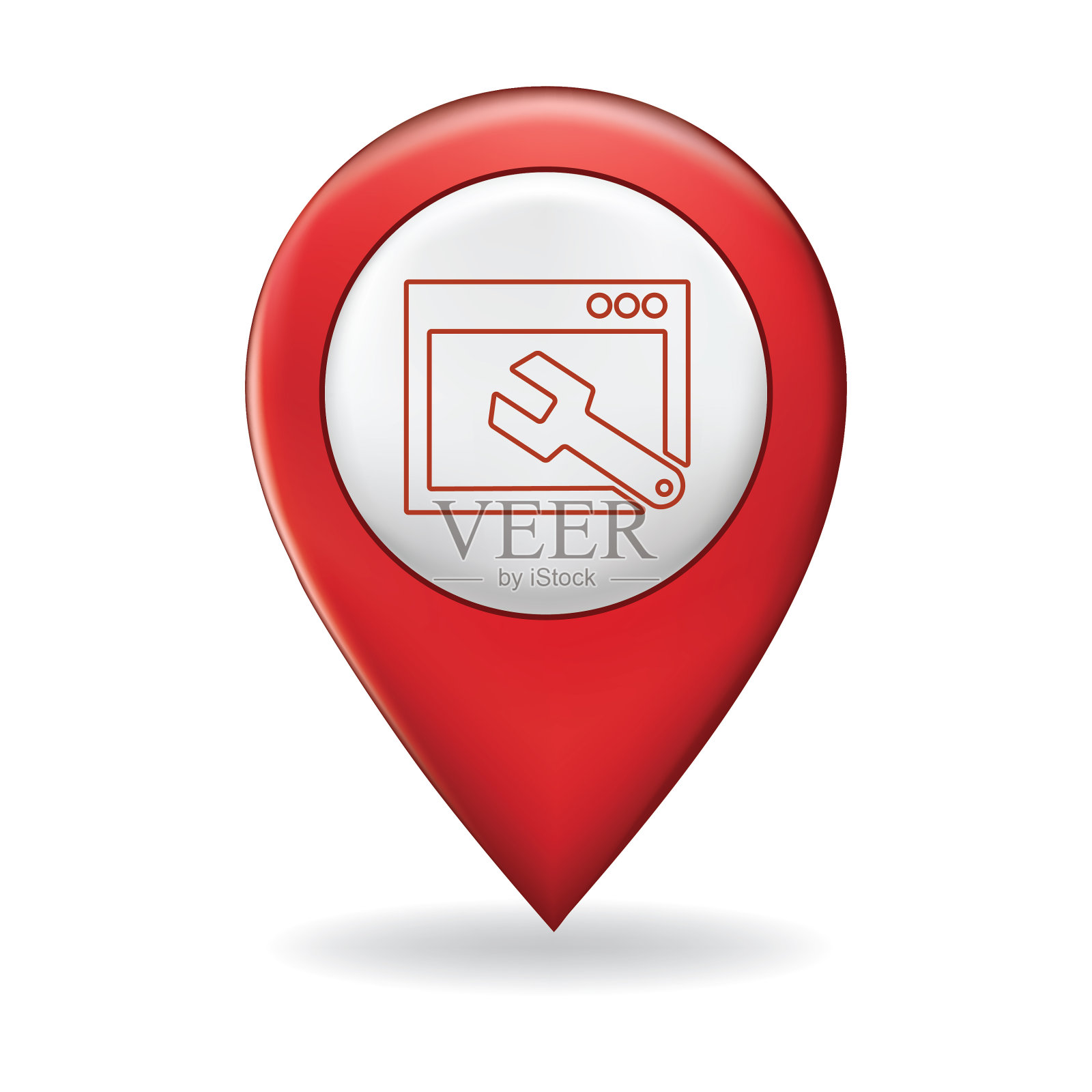 在地图指针大头针上的细线图标-网站元素插画图片素材