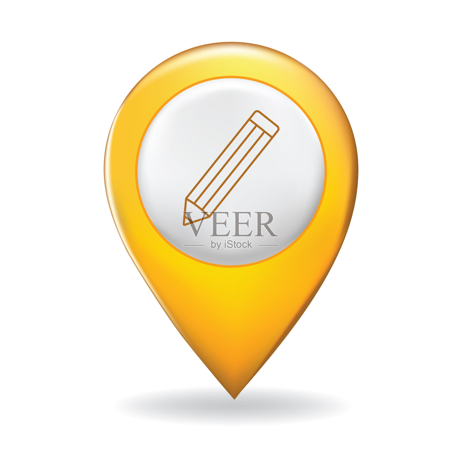 在地图指针大头针上的细线图标-网站元素插画图片素材