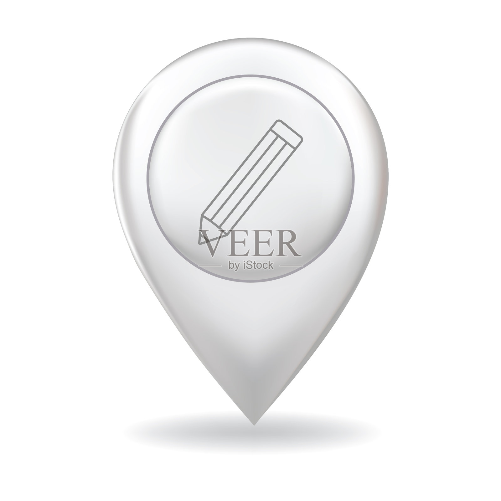 在地图指针大头针上的细线图标-网站元素插画图片素材