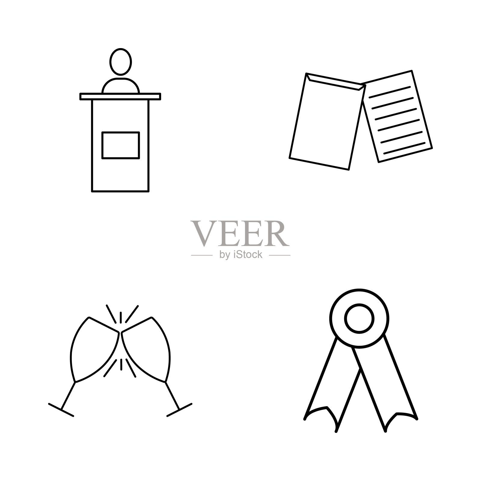 教育大纲图标集。线性图标图标素材