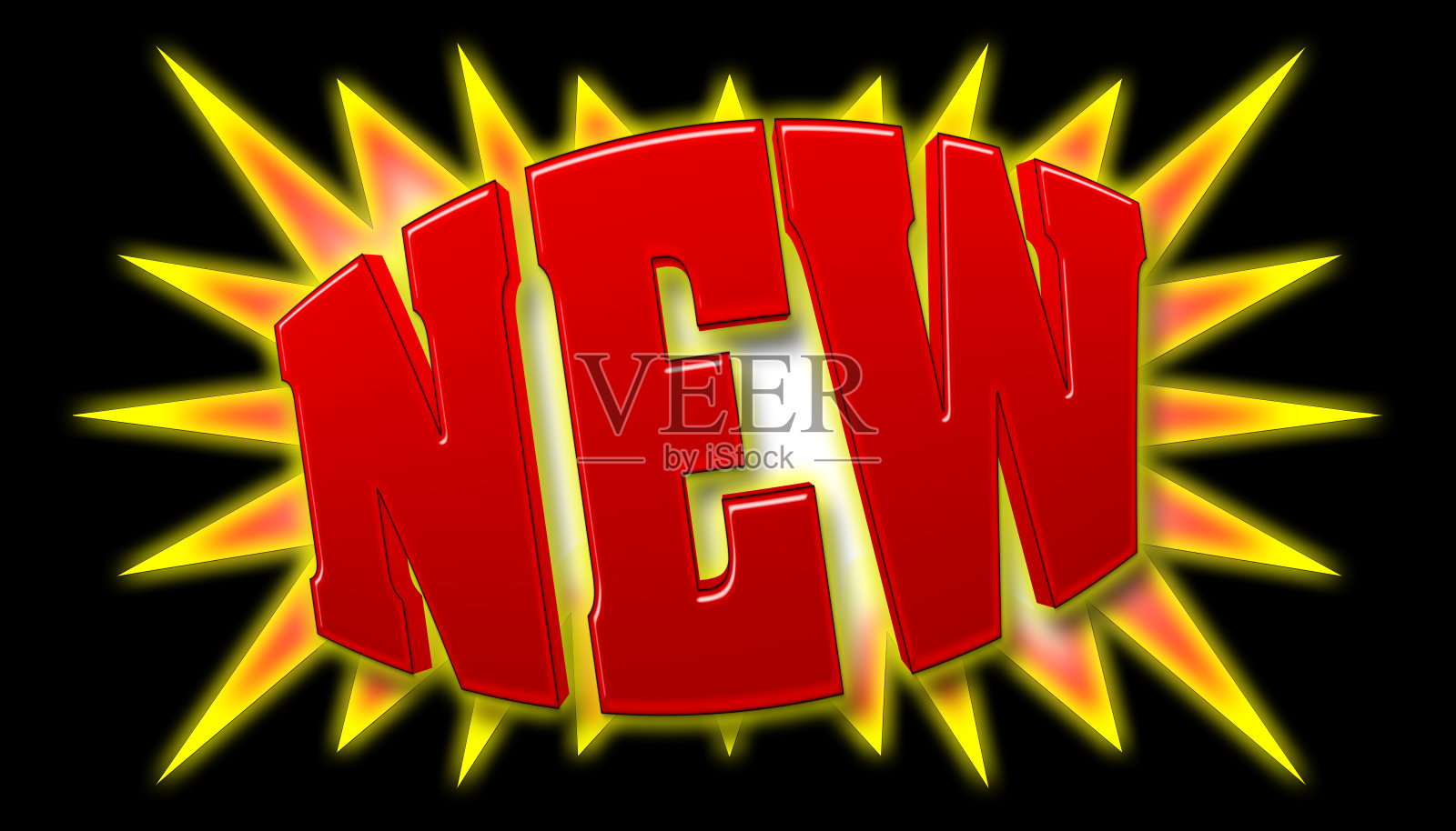 库存插图-爆炸:新的，3D插图，明亮的背景黑色。插画图片素材