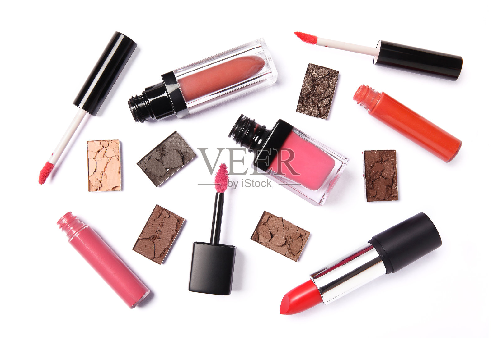 化妆品集孤立在白色照片摄影图片
