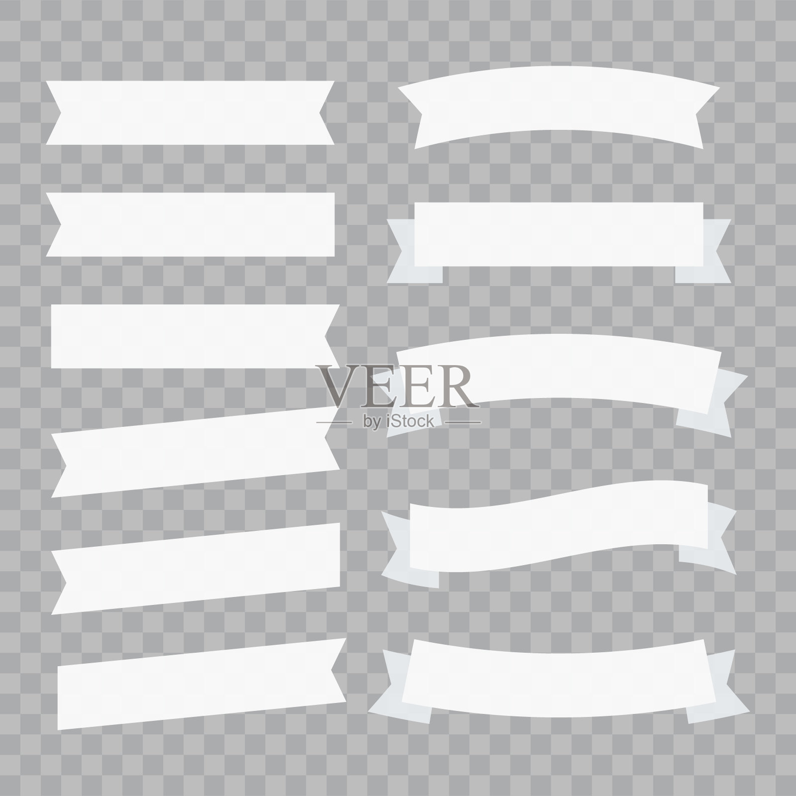 扁平矢量丝带条幅，扁平孤立。丝带的横幅插画图片素材