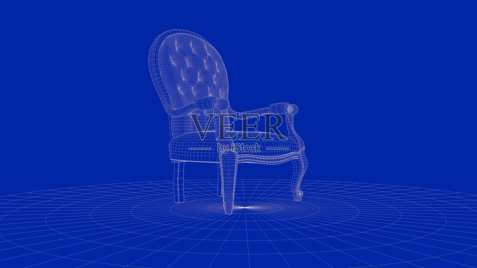 一个轮廓椅子对象的3d渲染插画图片素材