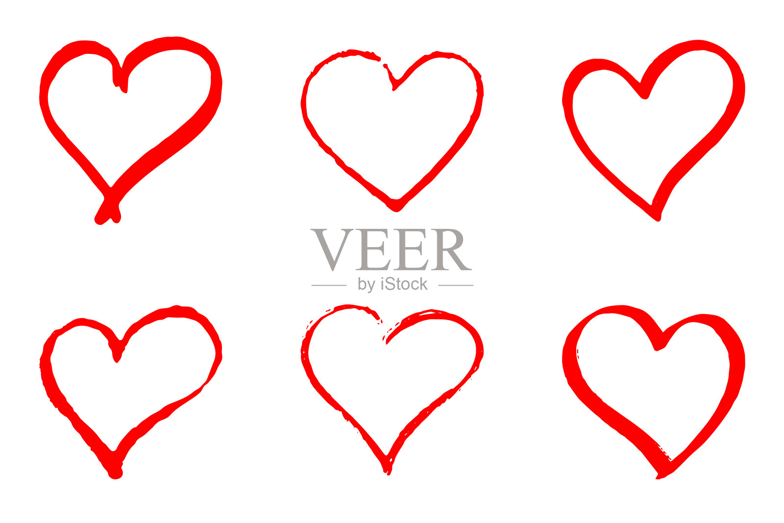 手绘红色爱心矢量素材合集插画图片素材