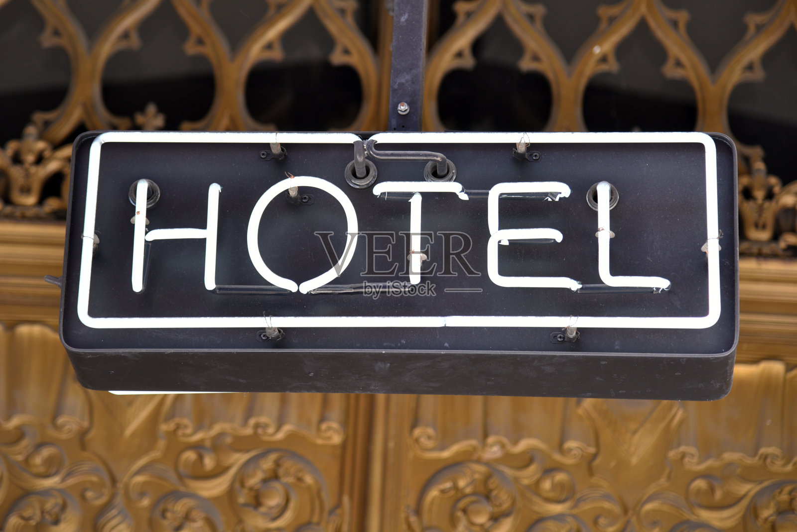 霓虹灯酒店标志照片摄影图片