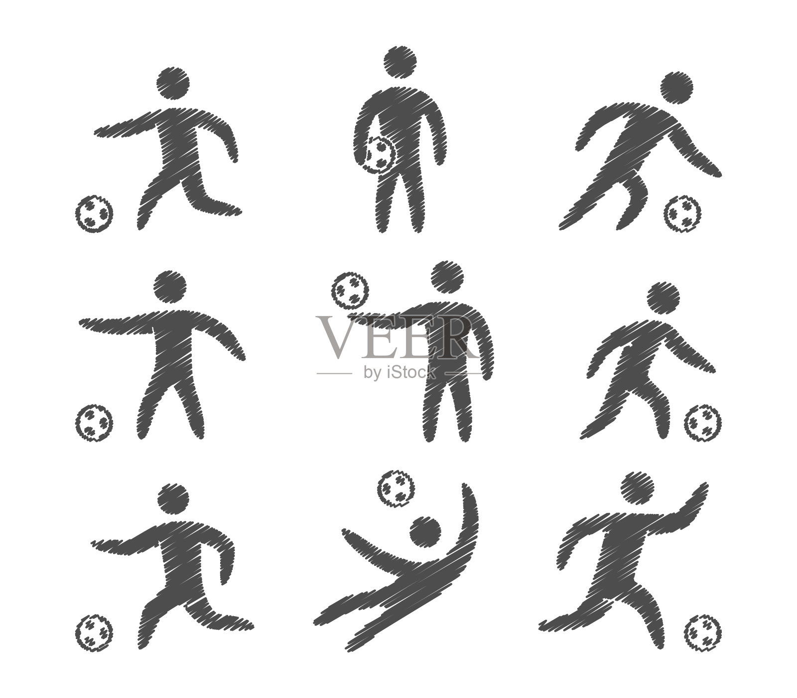 足球运动员的矢量图标集图标素材