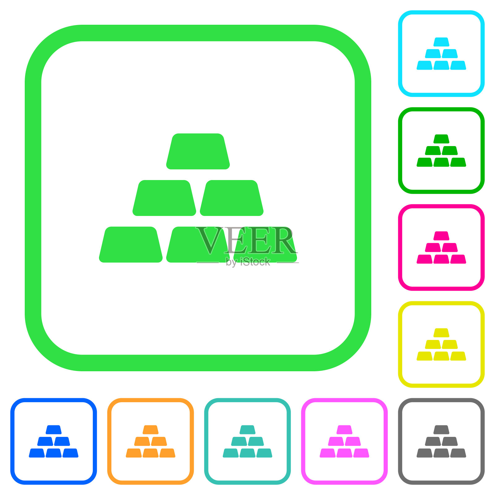 堆叠的金条鲜艳的彩色平面图标图标素材