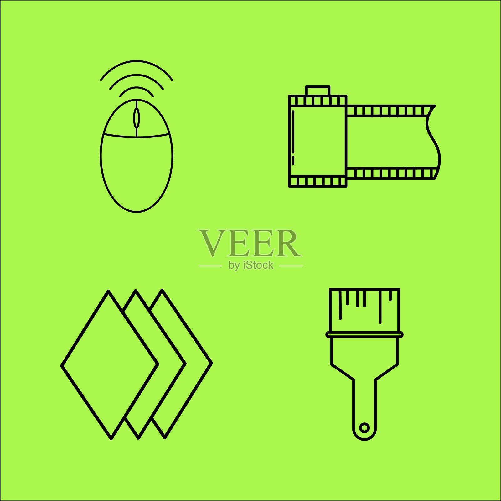 设计元素简单线性轮廓向量图标集。图标素材