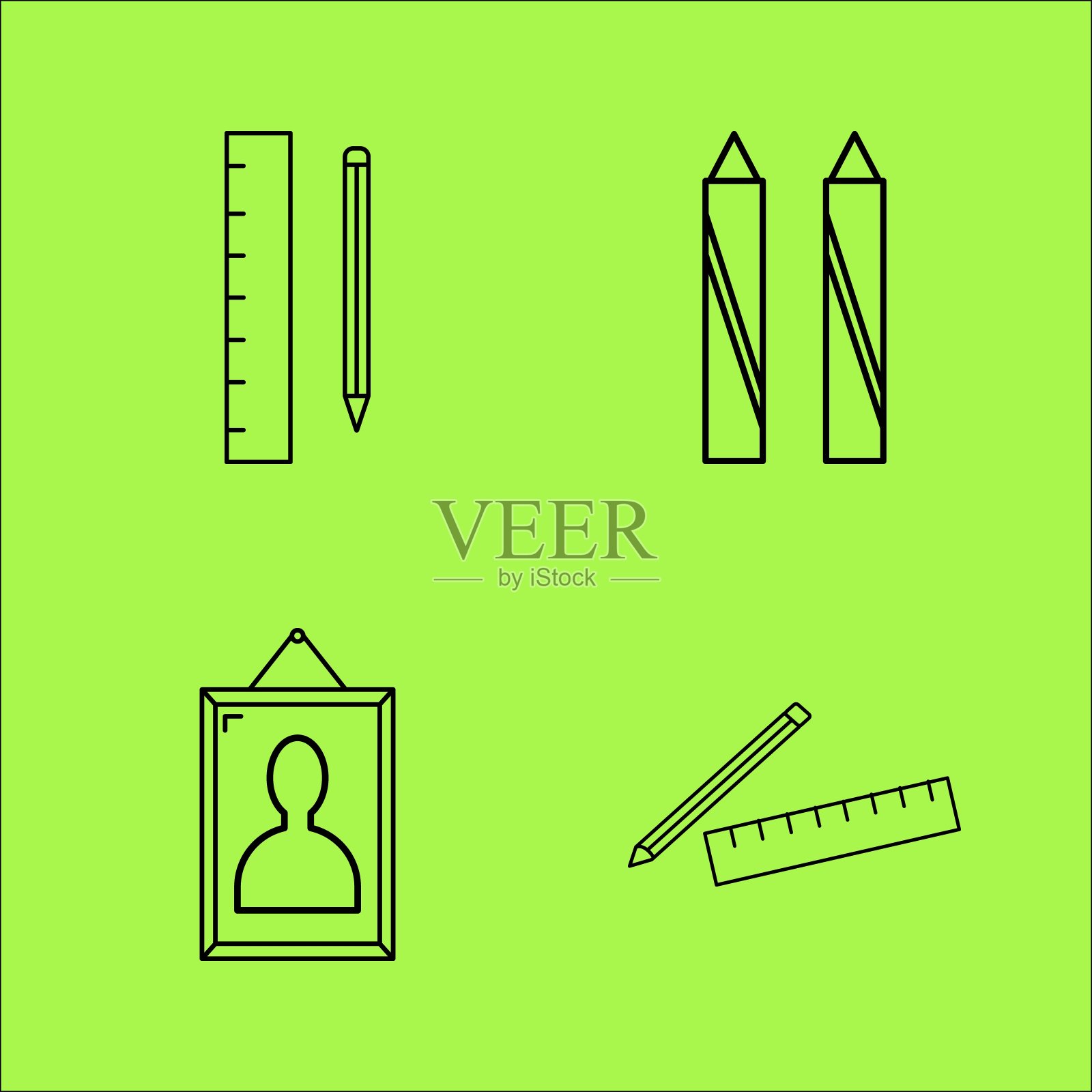 设计元素简单线性轮廓向量图标集。图标素材