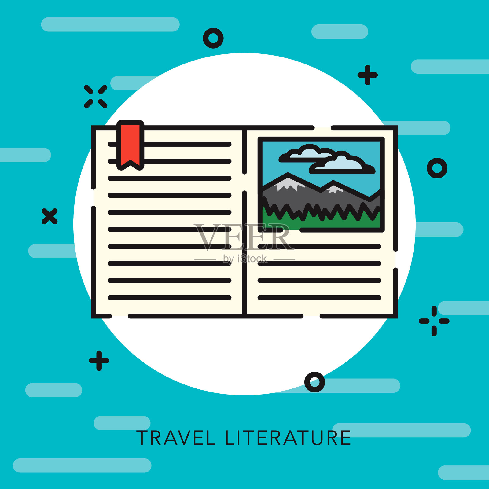 旅行指南打开大纲图标插画图片素材