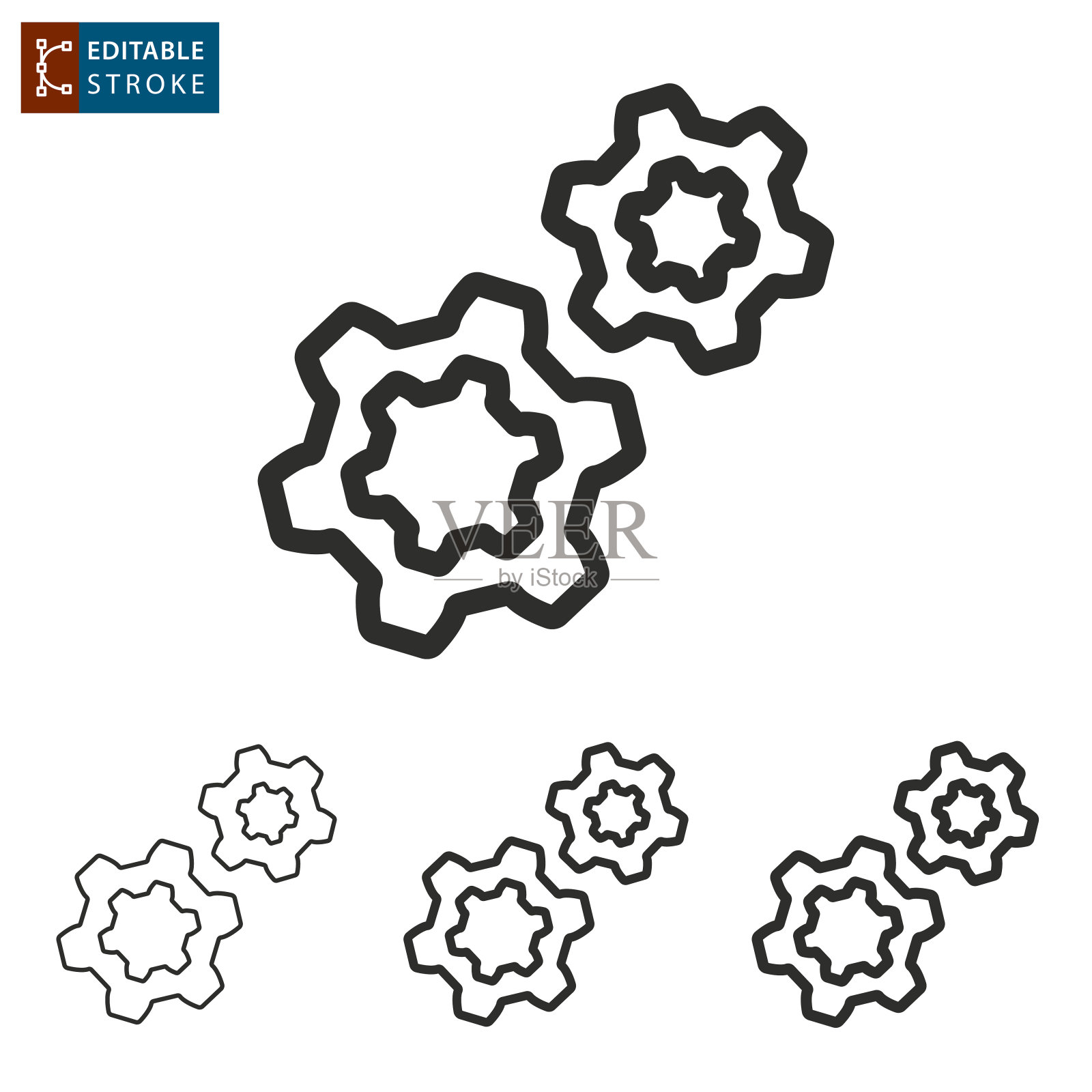 设置直线矢量图标。可编辑的中风。插画图片素材