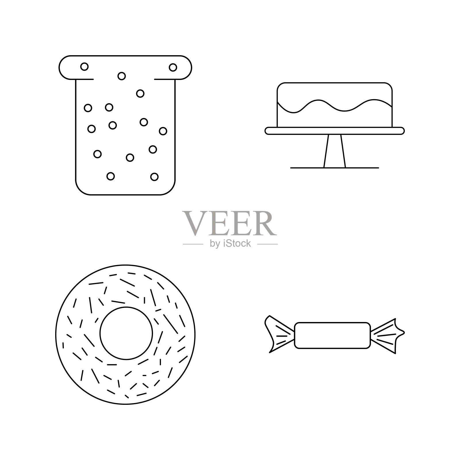 食物和饮料线性图标设置插画图片素材