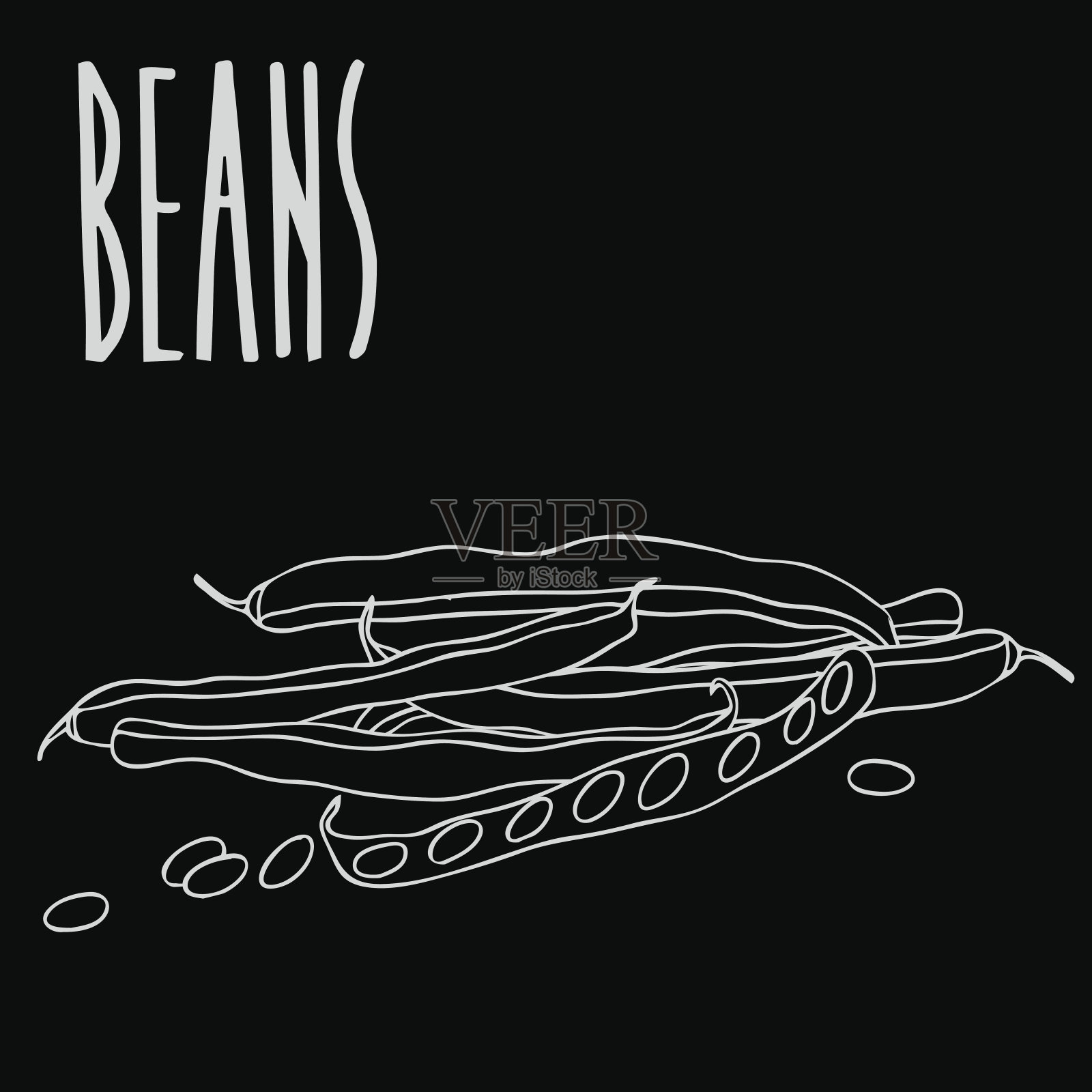 黑板上的豌豆荚插画图片素材