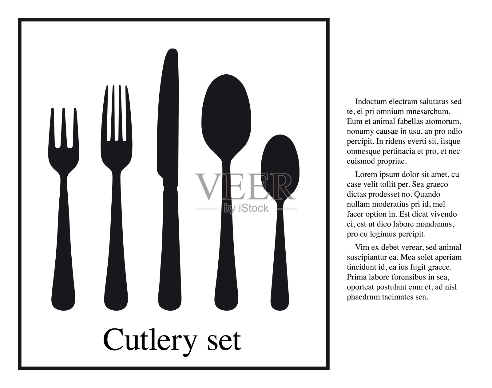 餐具的轮廓。勺子,刀子,叉子。插画图片素材