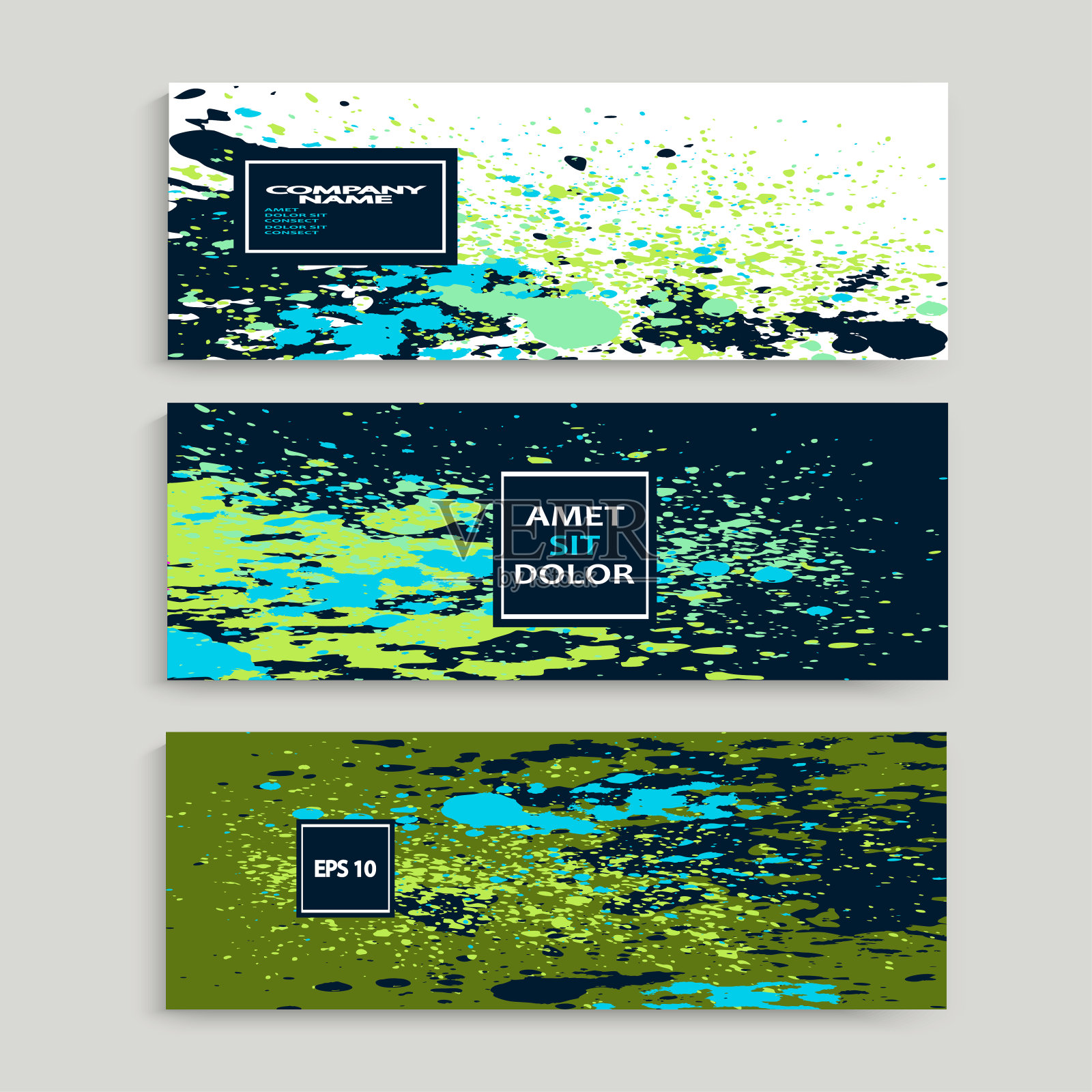 霓虹青绿绿色爆炸涂料飞溅艺术封面设计。装饰尘埃飞溅渐变纹理背景。时尚创意矢量模板封面报告目录小册子传单产品设计模板素材