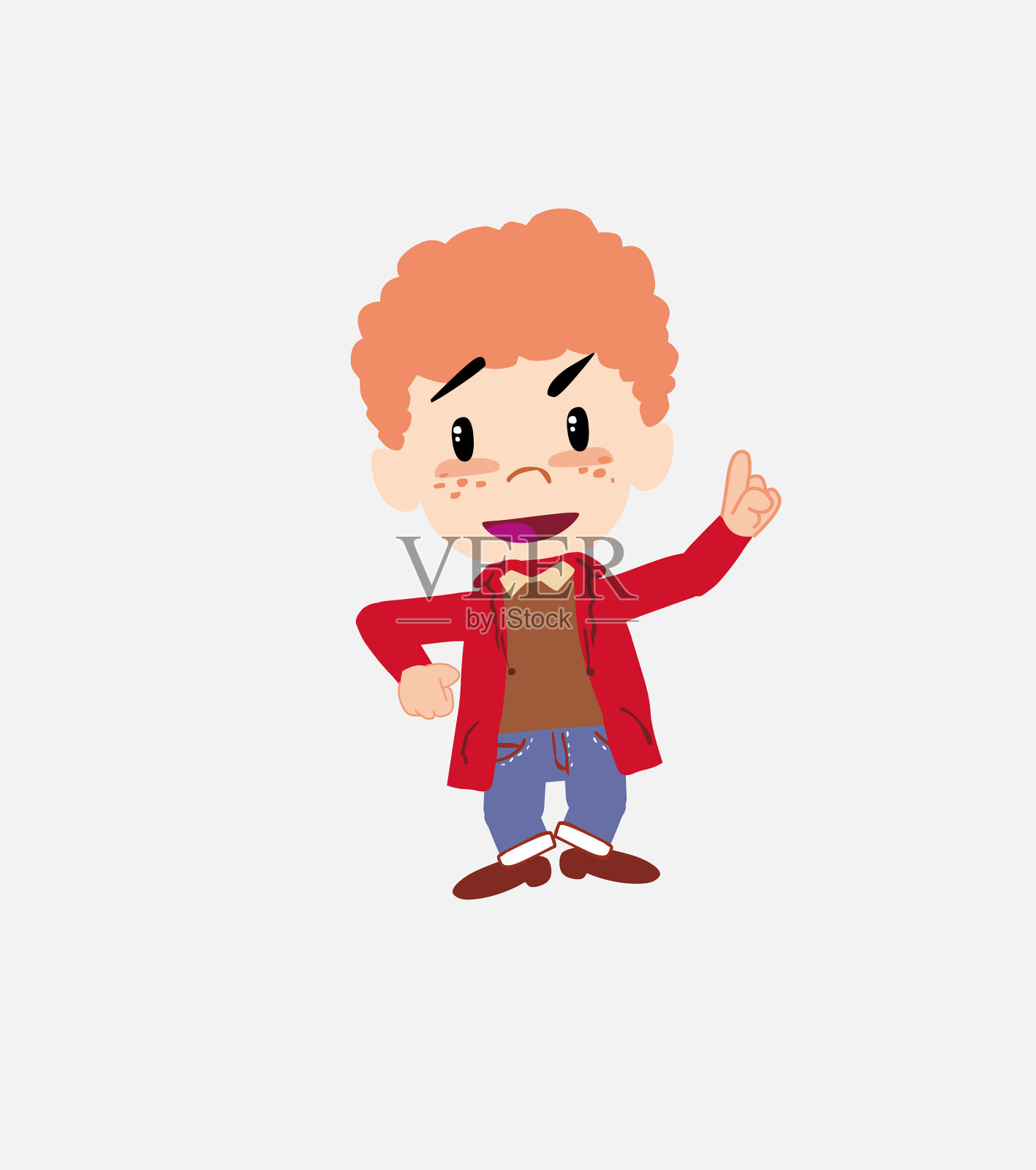 穿着牛仔裤的白人男孩说话非常坚定和乐观。设计元素图片