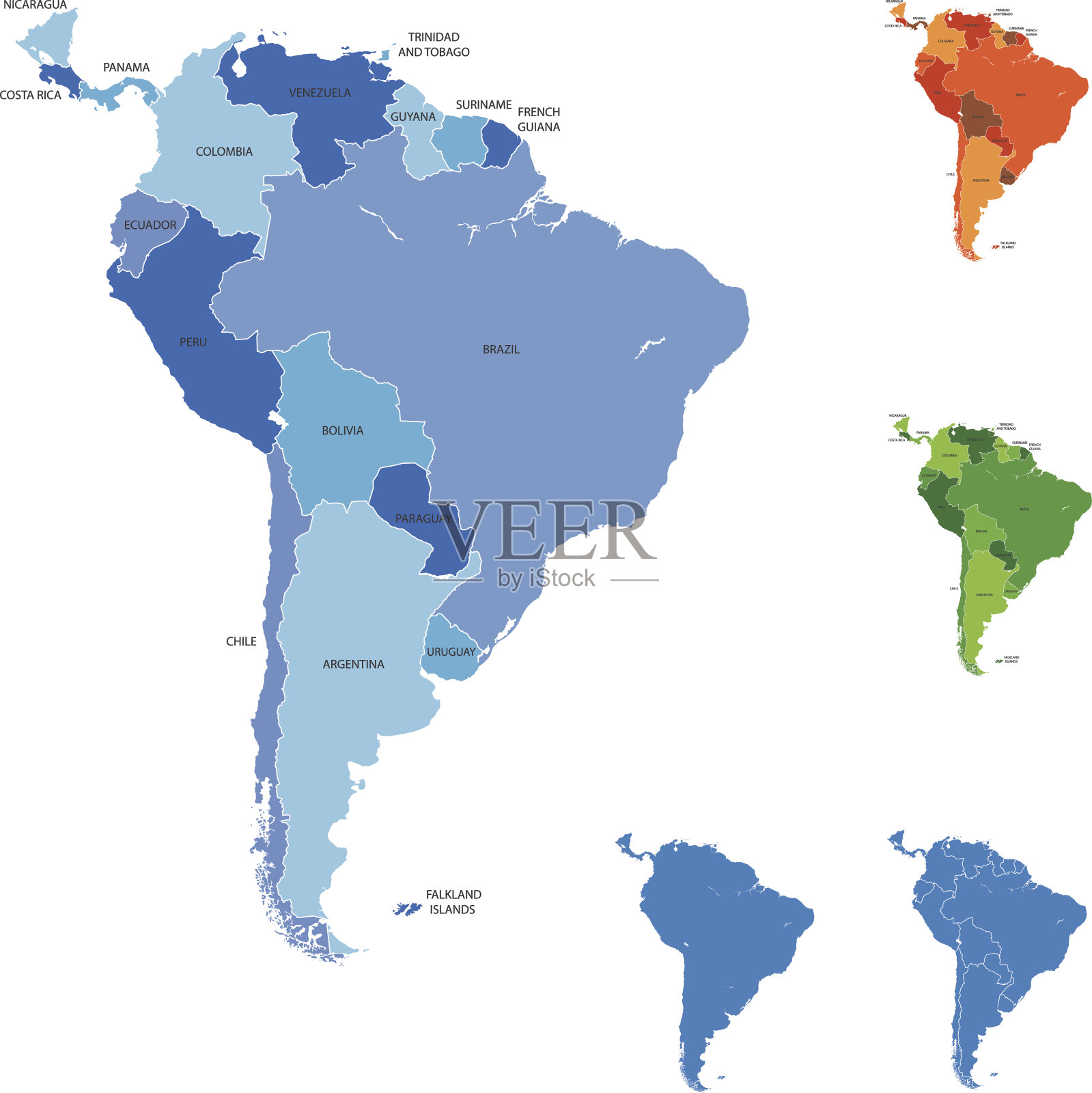 南美地图插画图片素材