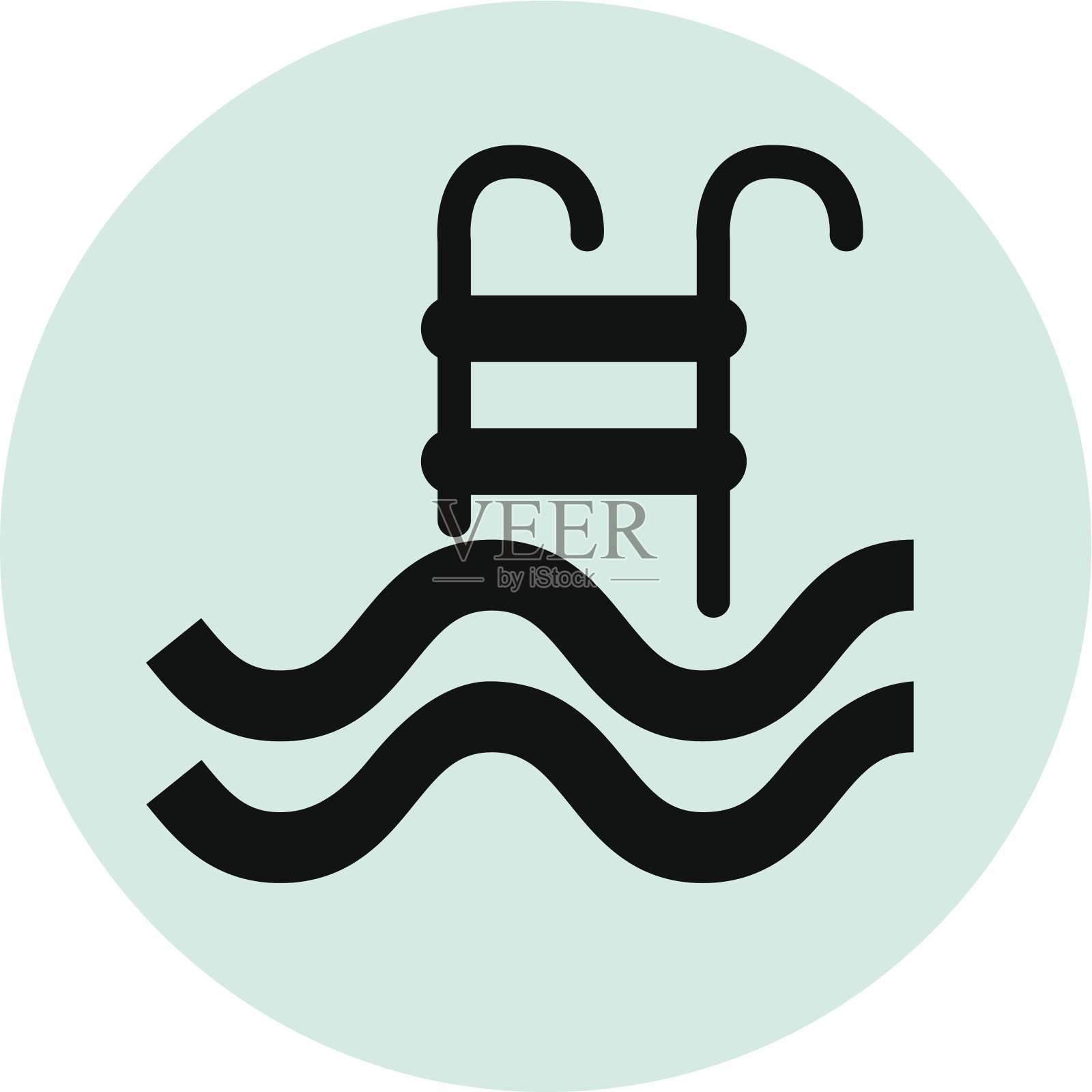 蓝色圆圈上的泳池符号插画图片素材