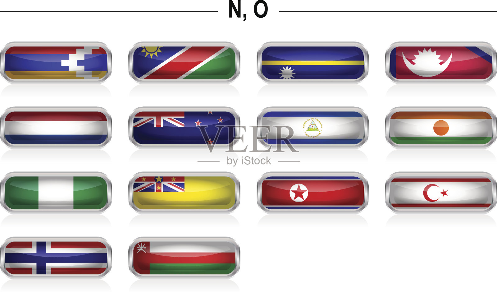 旗帜图标- 'N'， 'O'图标素材