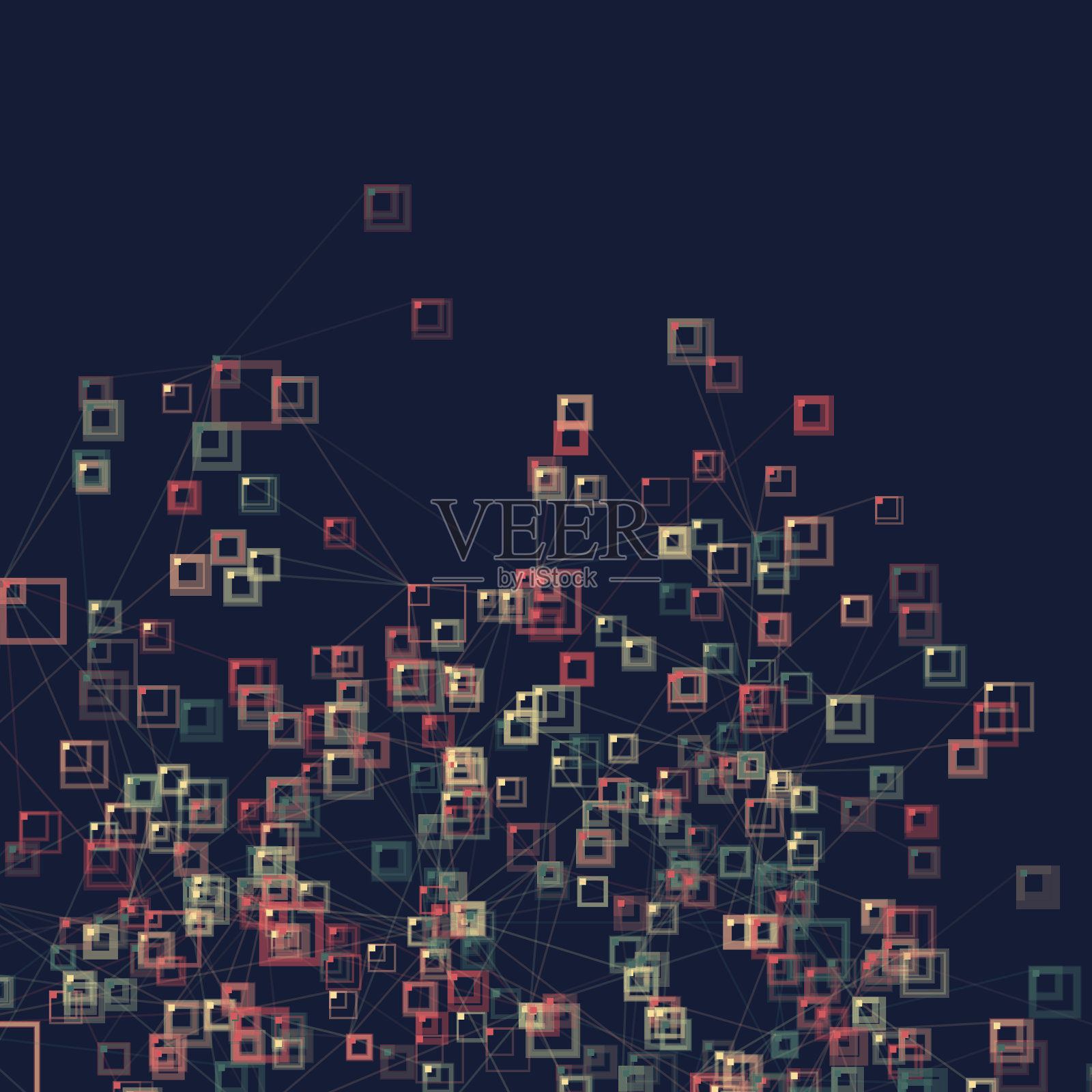 傍晚分支矩形图案数字艺术品插画图片素材