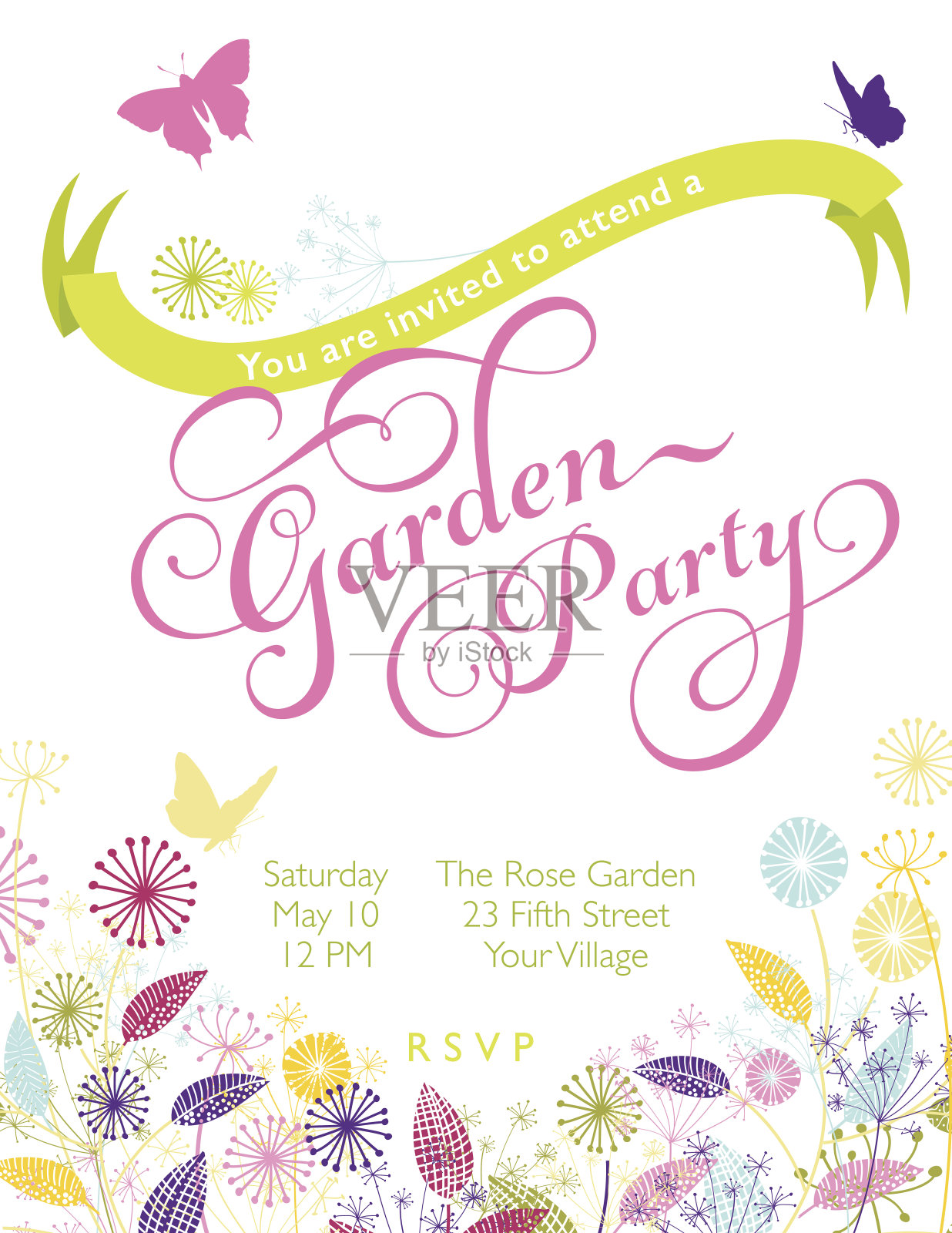 野花花园花环花园派对模板设计模板素材