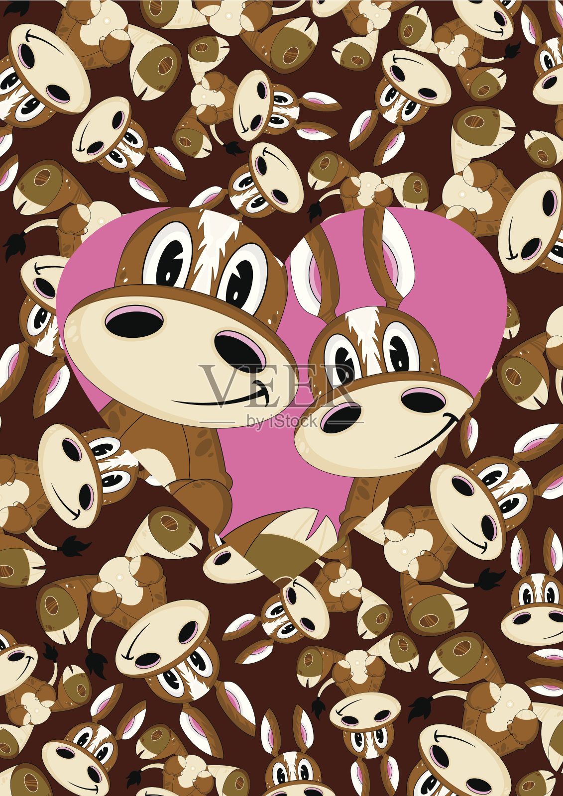 可爱的情人节马插画图片素材