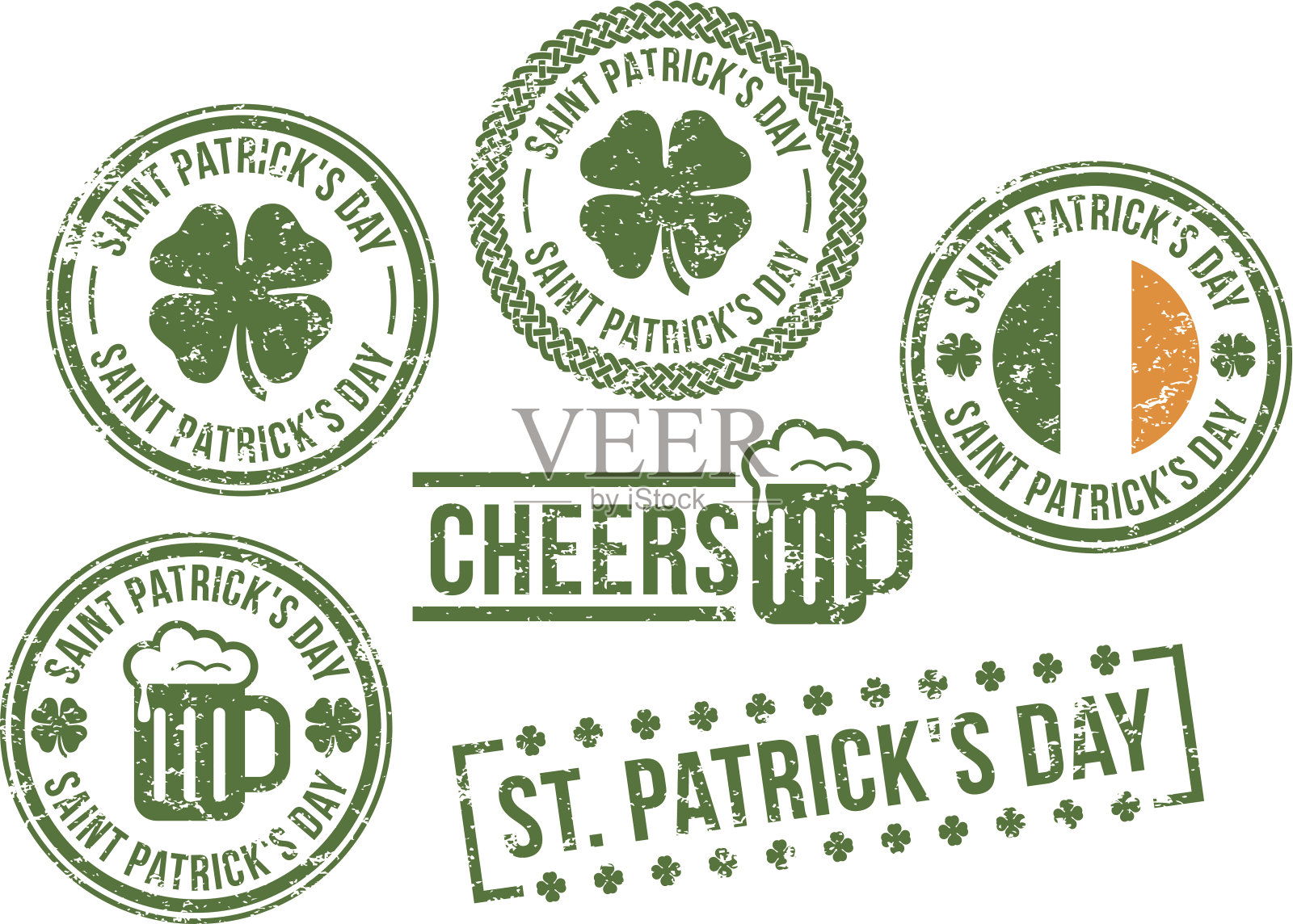 圣帕特里克节-橡皮邮票插画图片素材