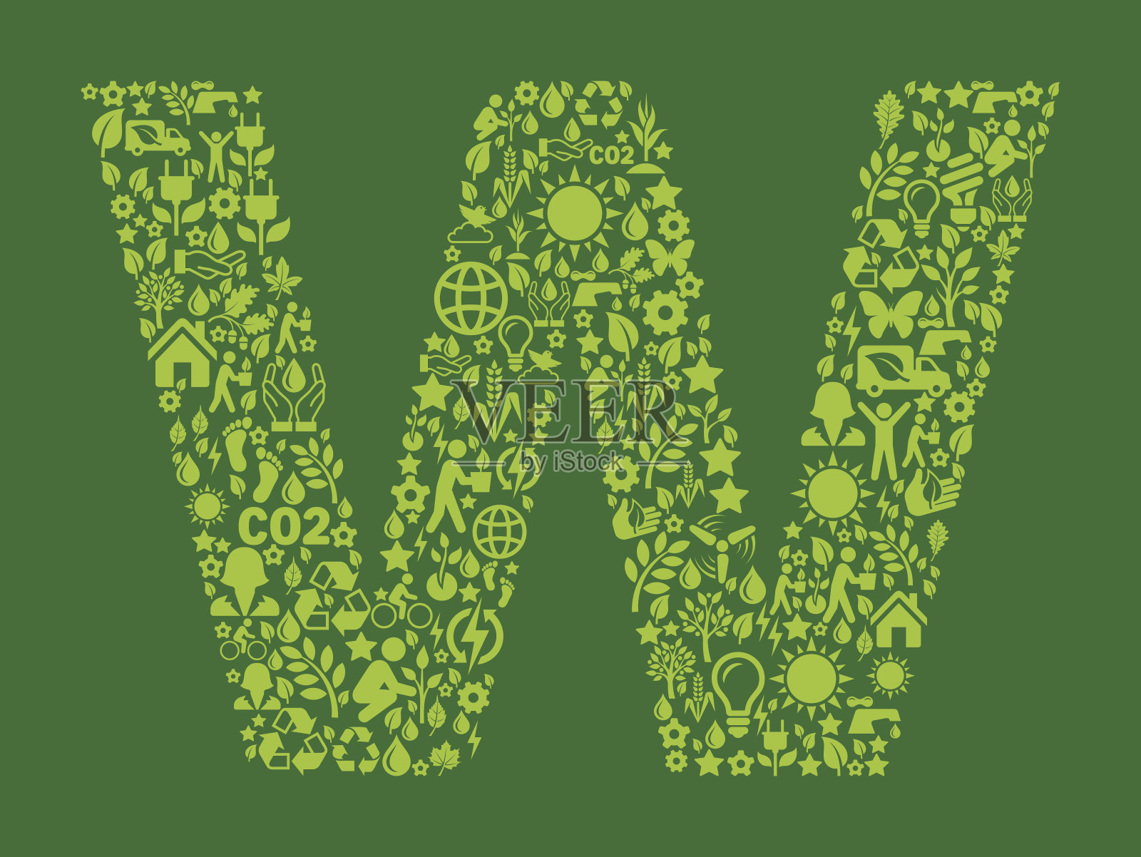 字母W环境保护和自然界面图标图案设计元素图片