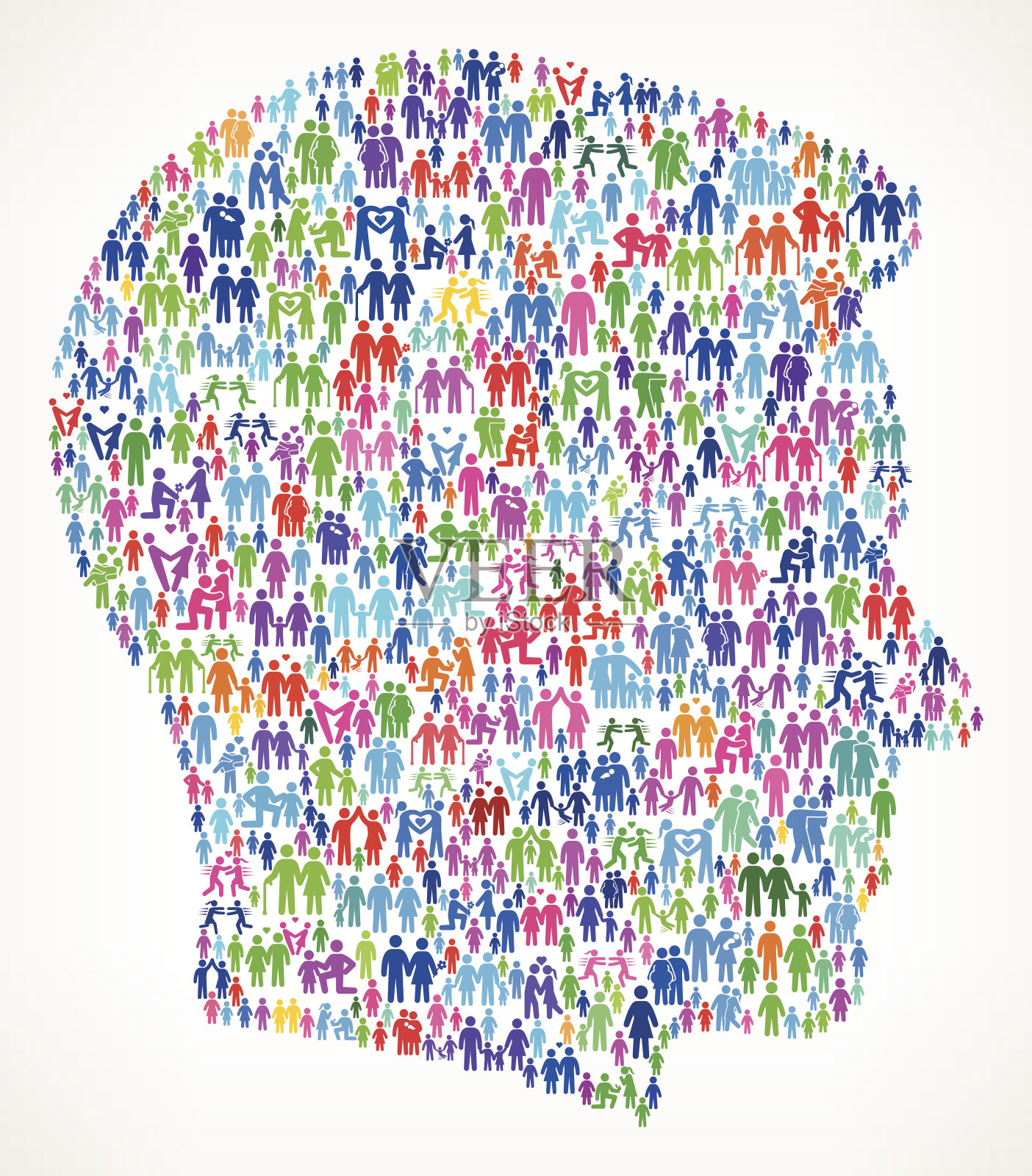 免版税矢量家庭图案背景上的男人轮廓插画图片素材