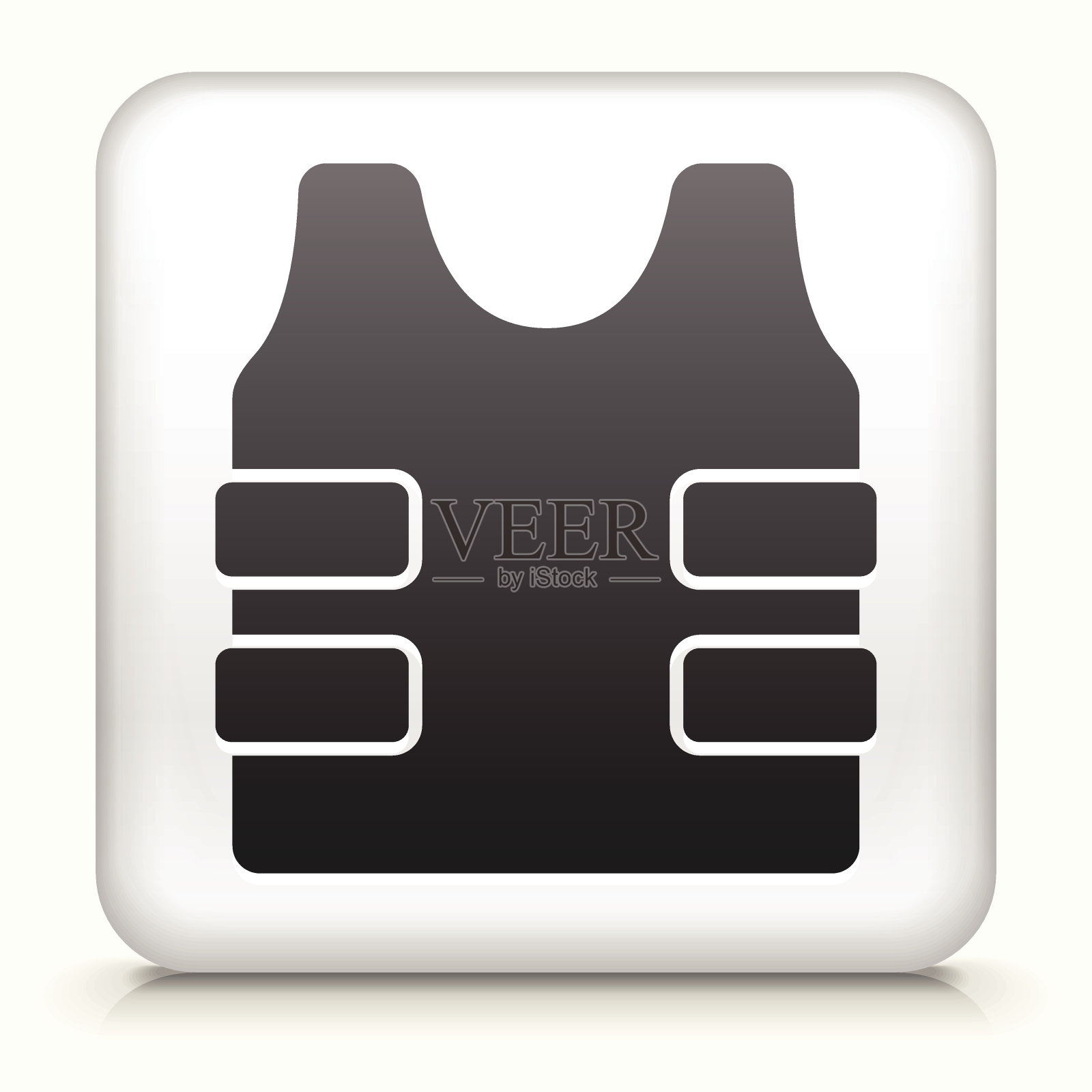 方形按钮与防弹背心界面图标插画图片素材