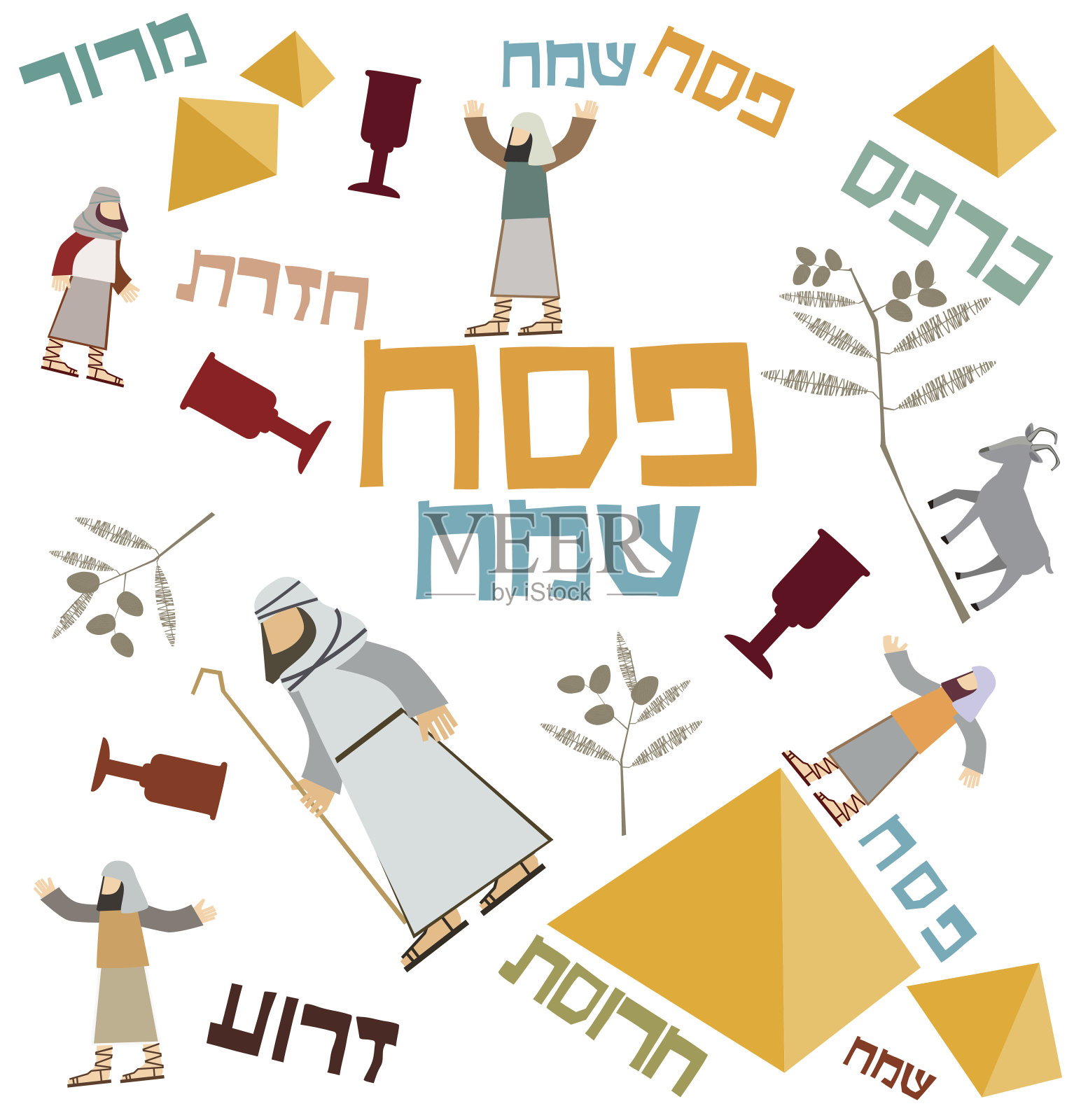 逾越节和希伯来文插画图片素材