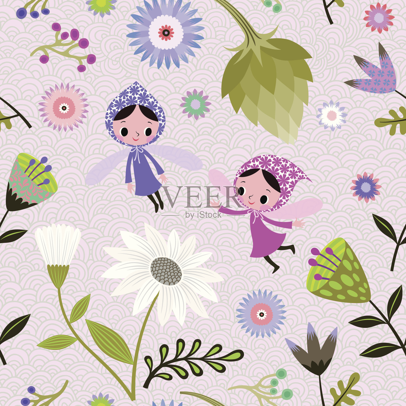 花精灵的模式。插画图片素材