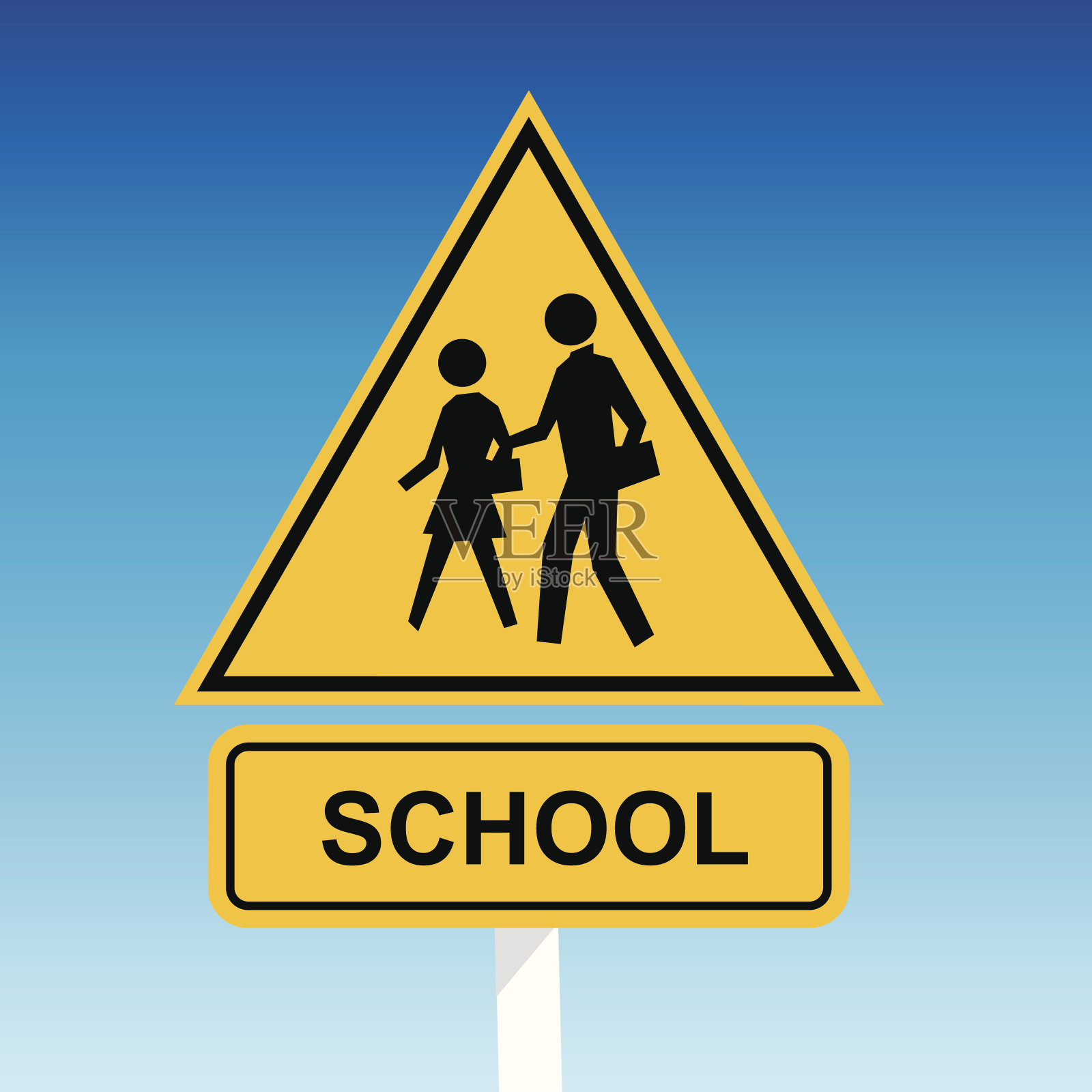 学校分区过马路标志插画图片素材