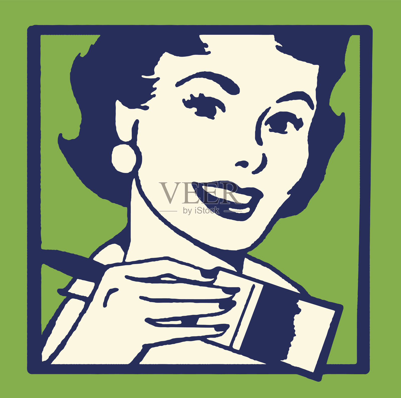 女人拿着画笔插画图片素材