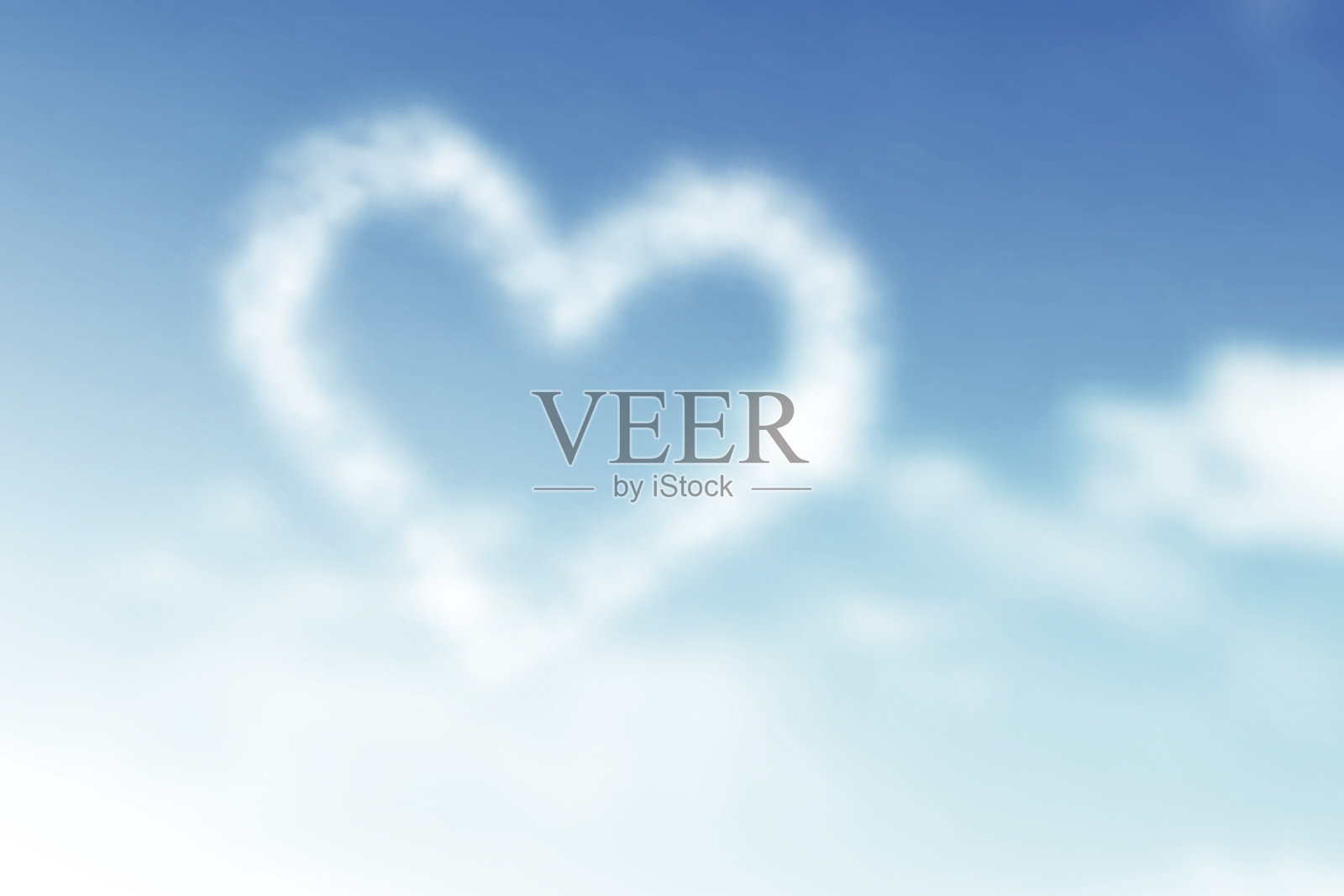 云朵构成的心插画图片素材