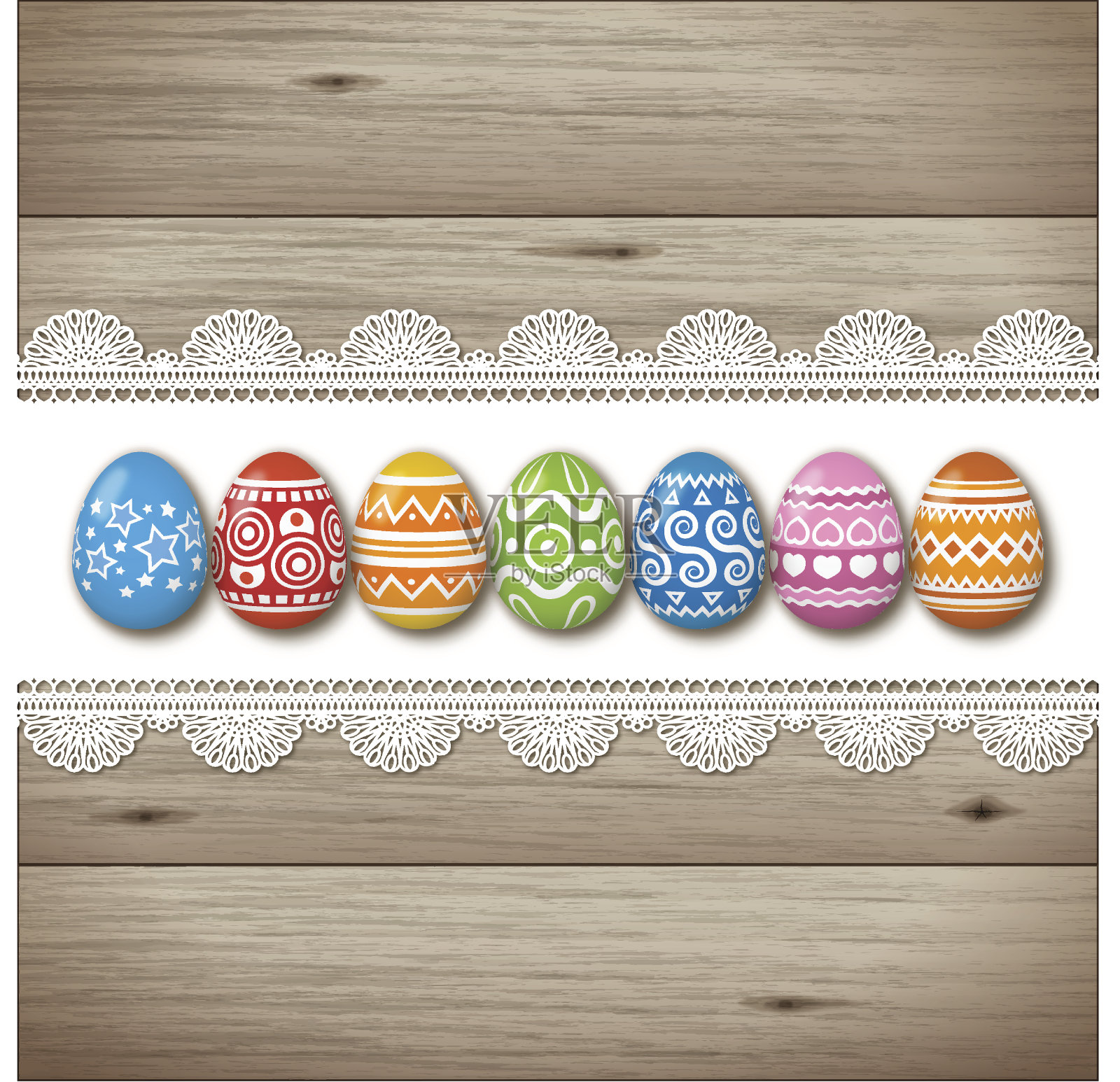 复活节背景[彩蛋和木板]插画图片素材