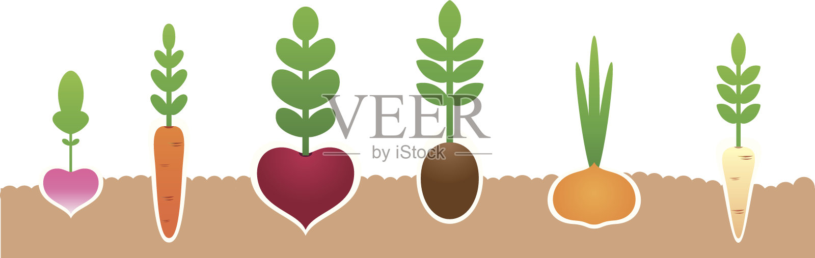 蔬菜从泥土中生长的插图设计元素图片