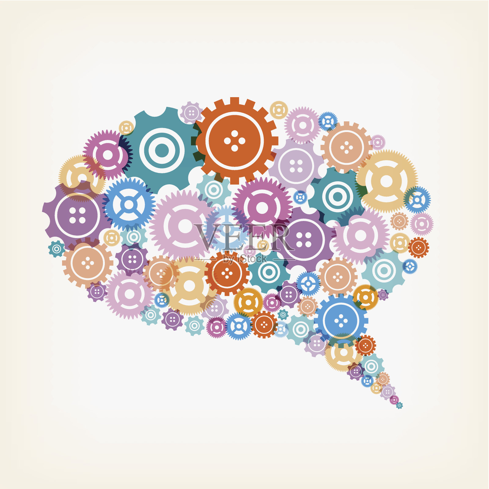 聊天气泡的齿轮插画图片素材