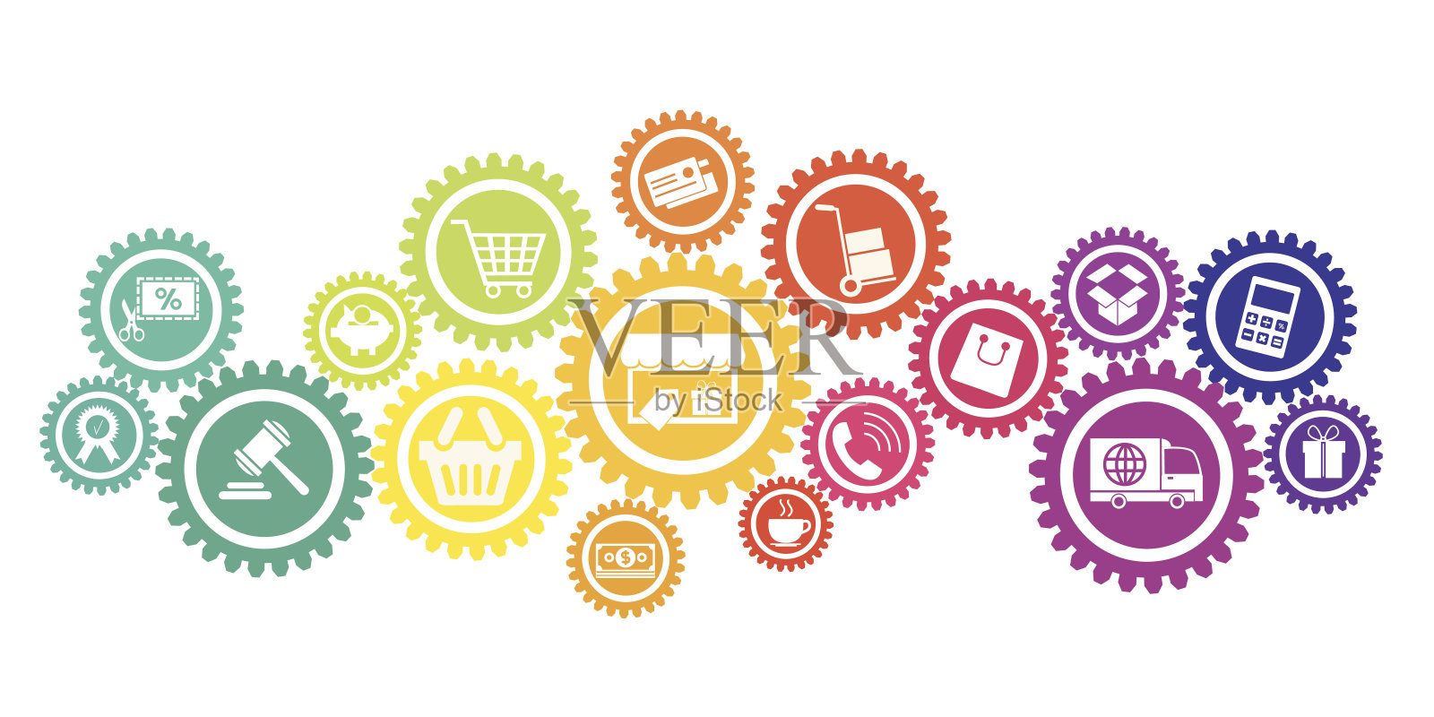 齿轮上的电子商务图标图标素材