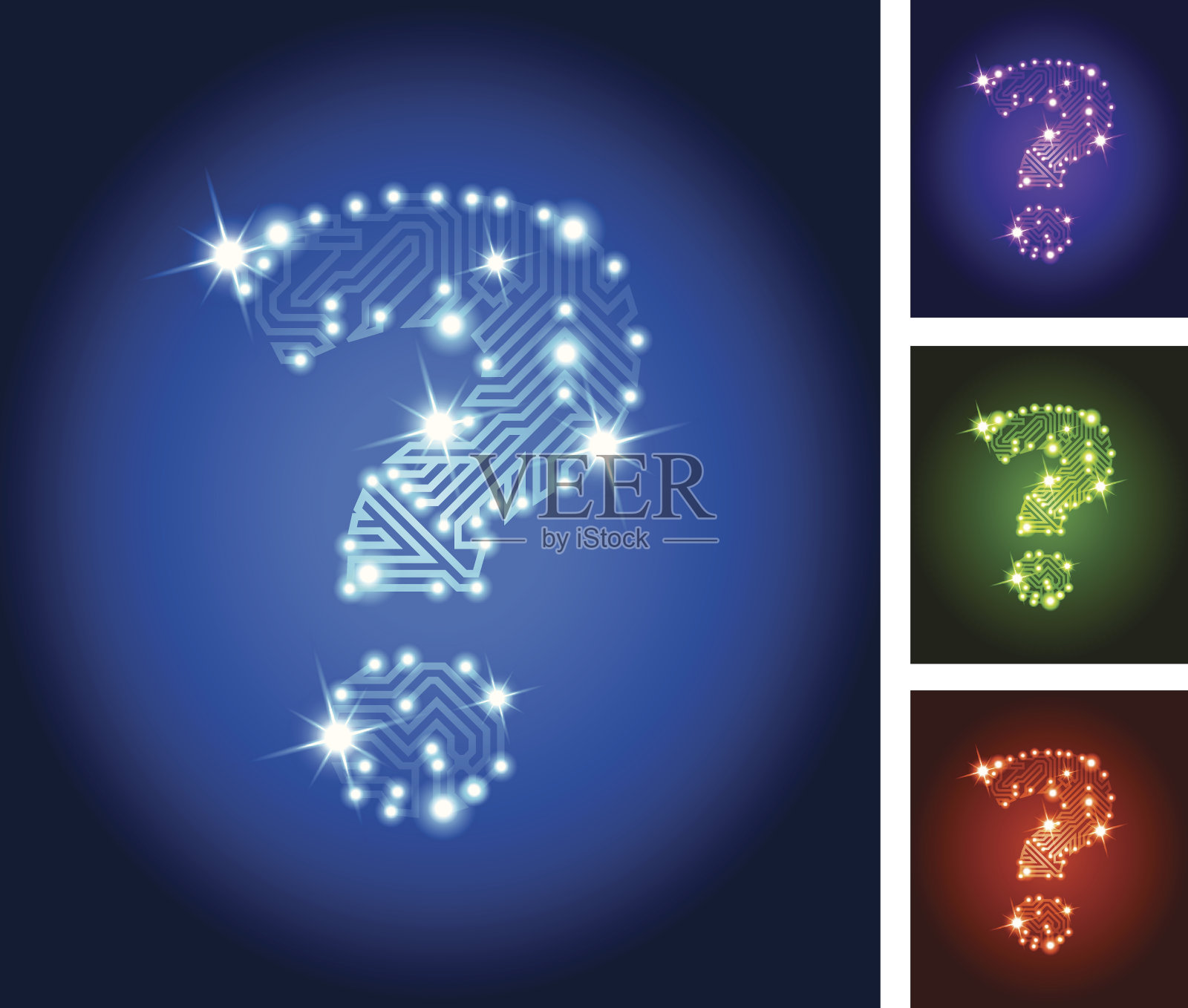 问号电路板颜色集插画图片素材