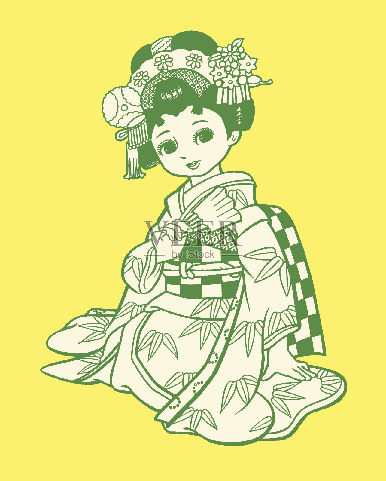 打扮成艺妓的日本女孩设计元素图片