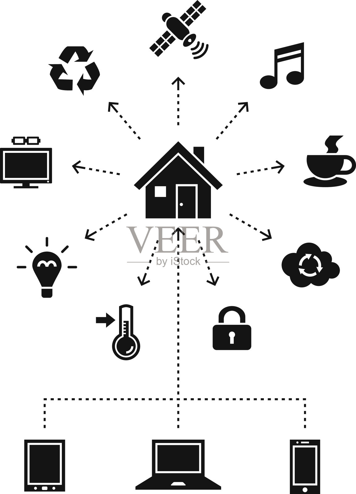 黑色剪影-智能家居概念插画图片素材