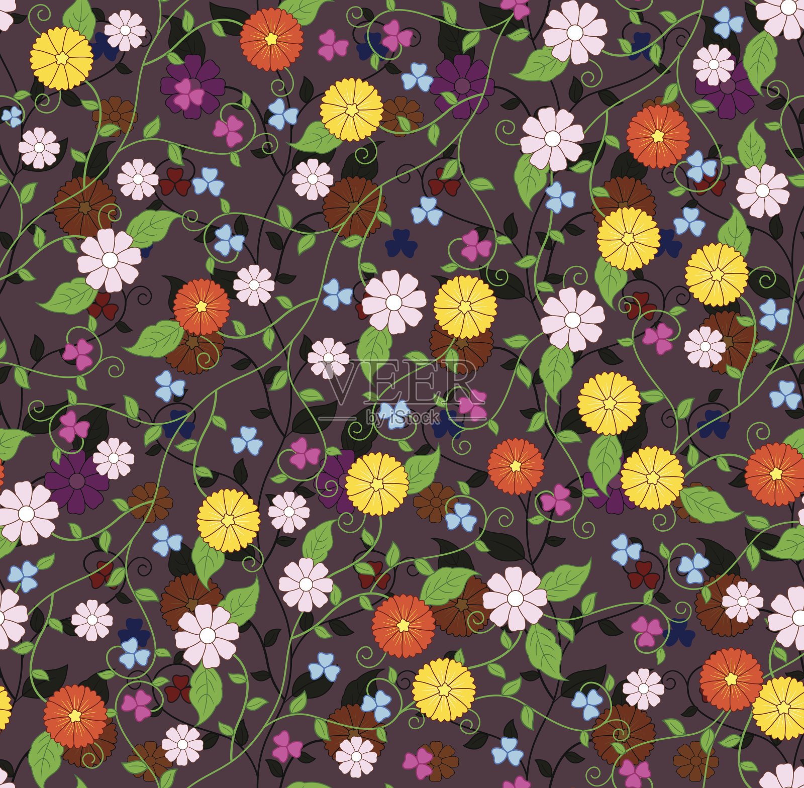 无缝花卉背景设计插画图片素材