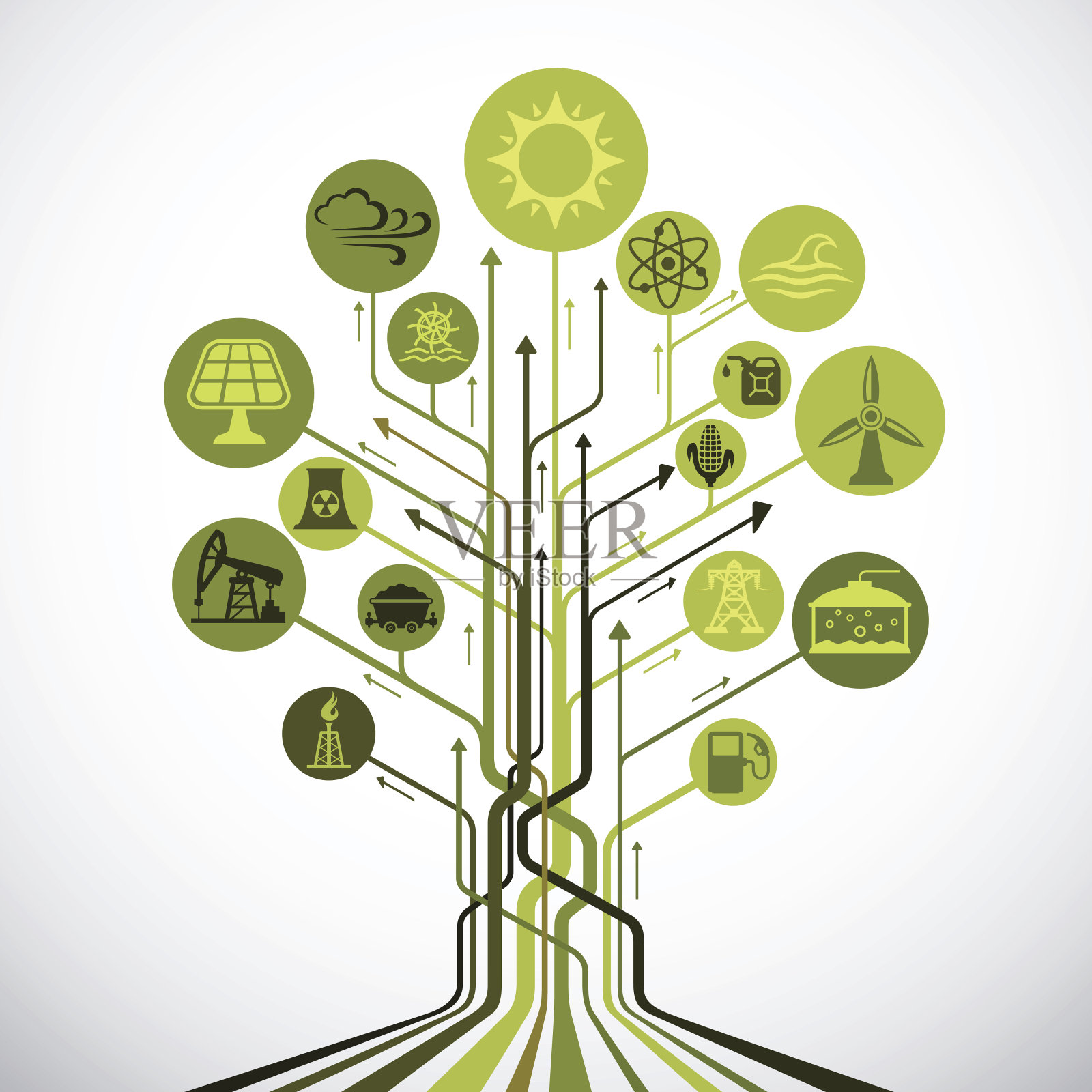 工业与能源树插画图片素材