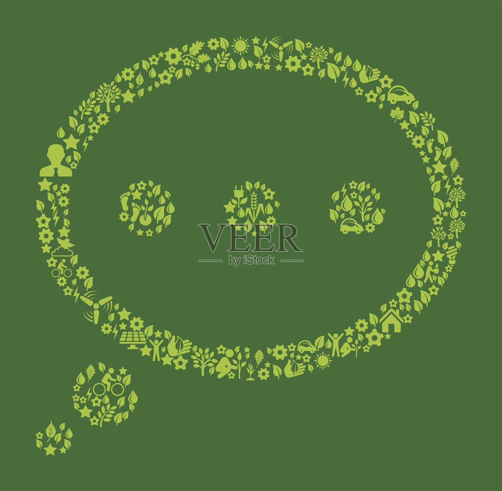 论绿色环境保护与自然图标模式插画图片素材